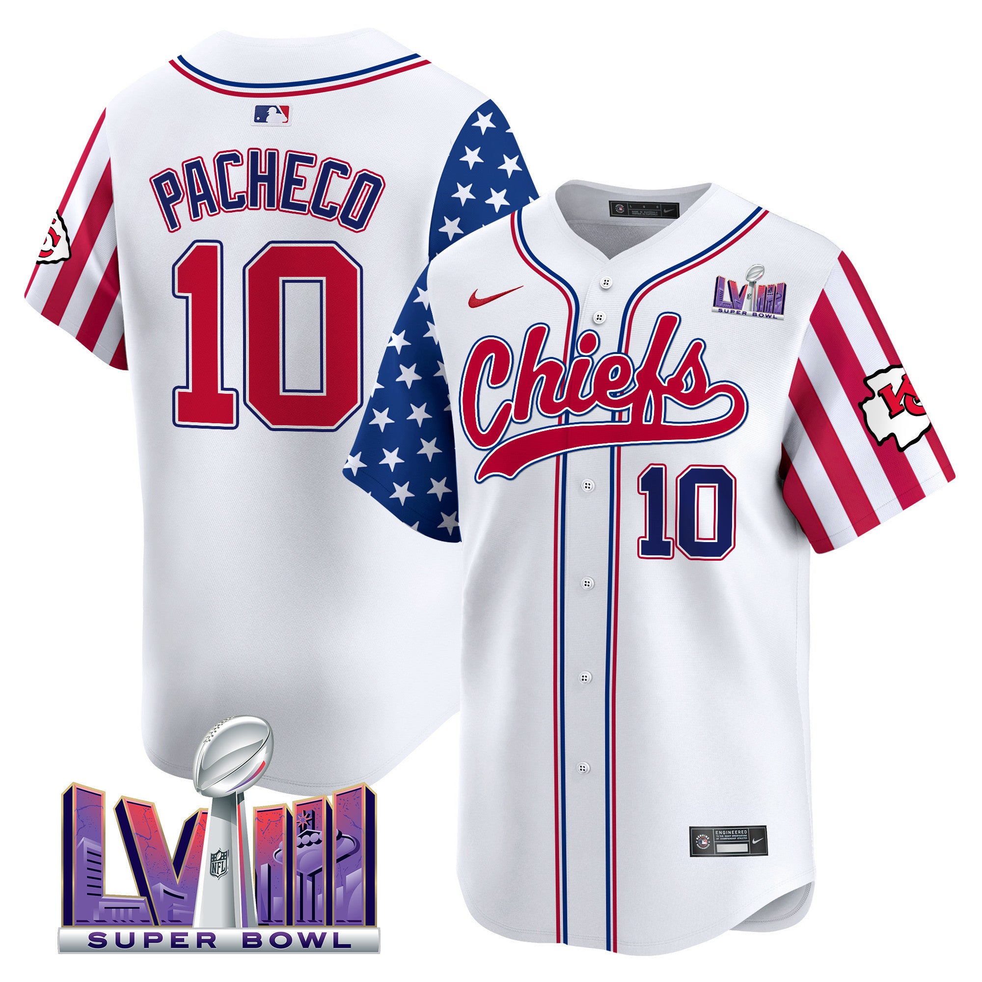 Men's Chiefs 2024 American Style Vapor Premier Limited Jersey - All Stitched - White, Isiah Pacheco
