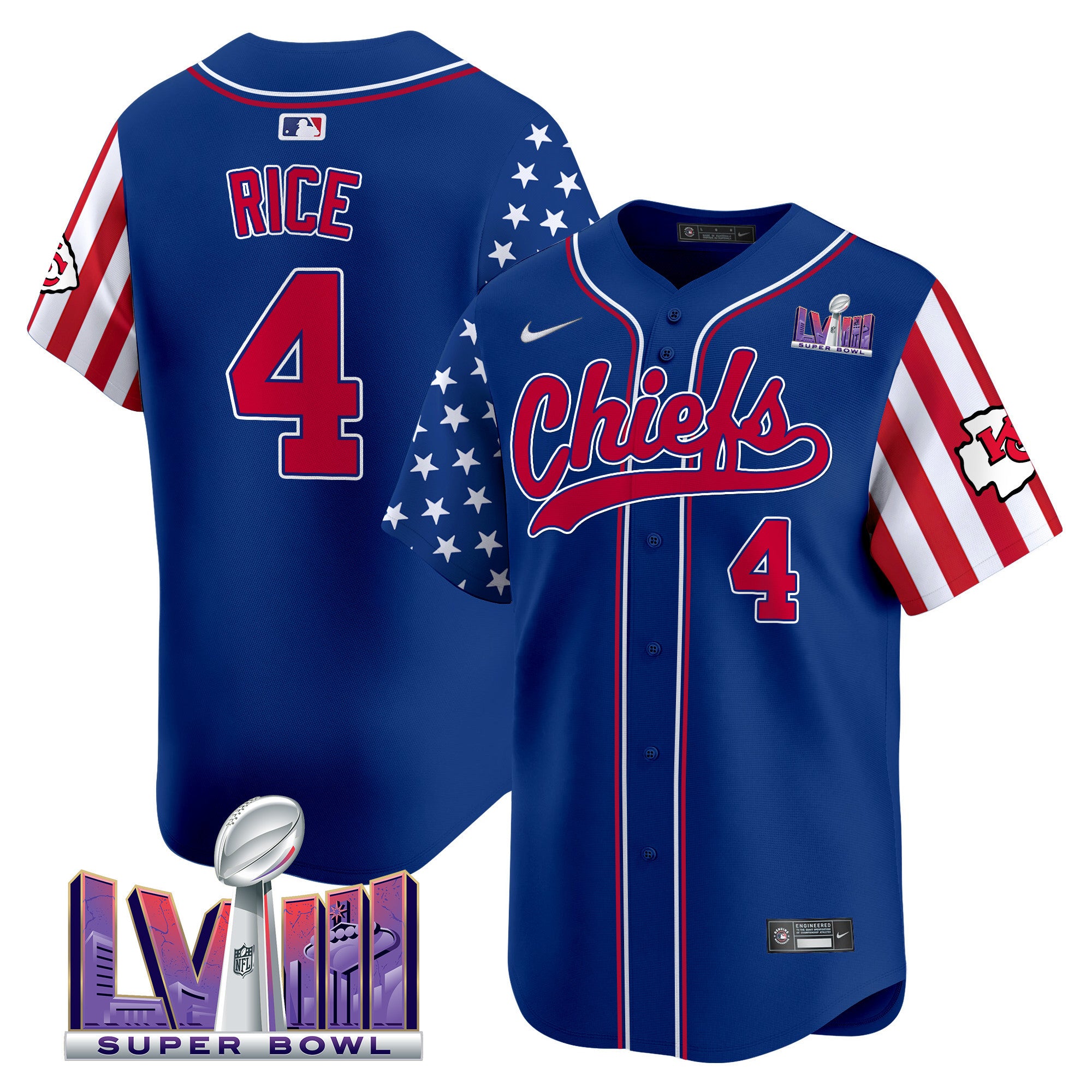 Men's Chiefs 2024 American Style Vapor Premier Limited Jersey - All Stitched - Royal, Rashee Rice