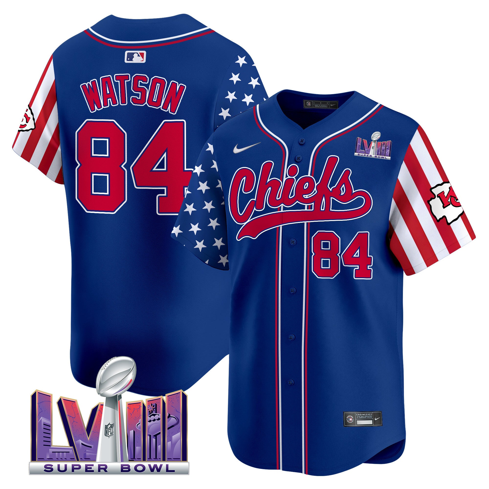 Men's Chiefs 2024 American Style Vapor Premier Limited Jersey - All Stitched - Royal, Justin Watson