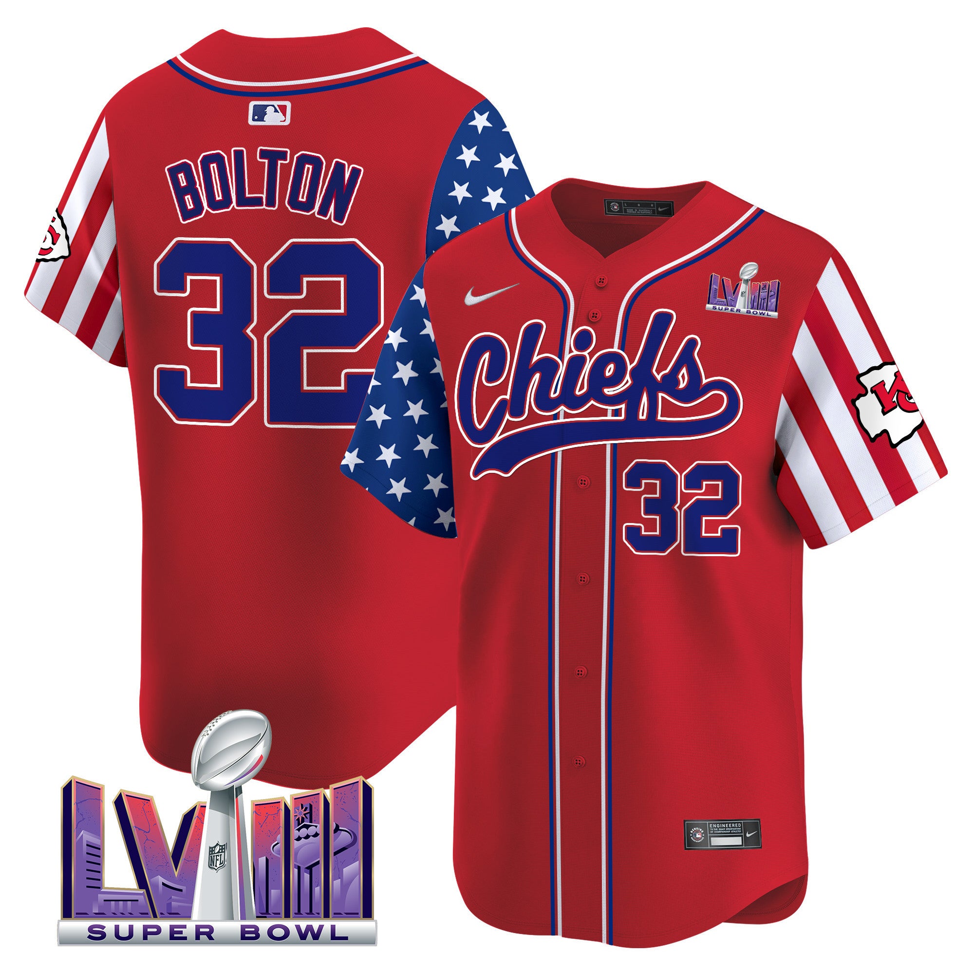 Men's Chiefs 2024 American Style Vapor Premier Limited Jersey - All Stitched - Red, Nick Bolton