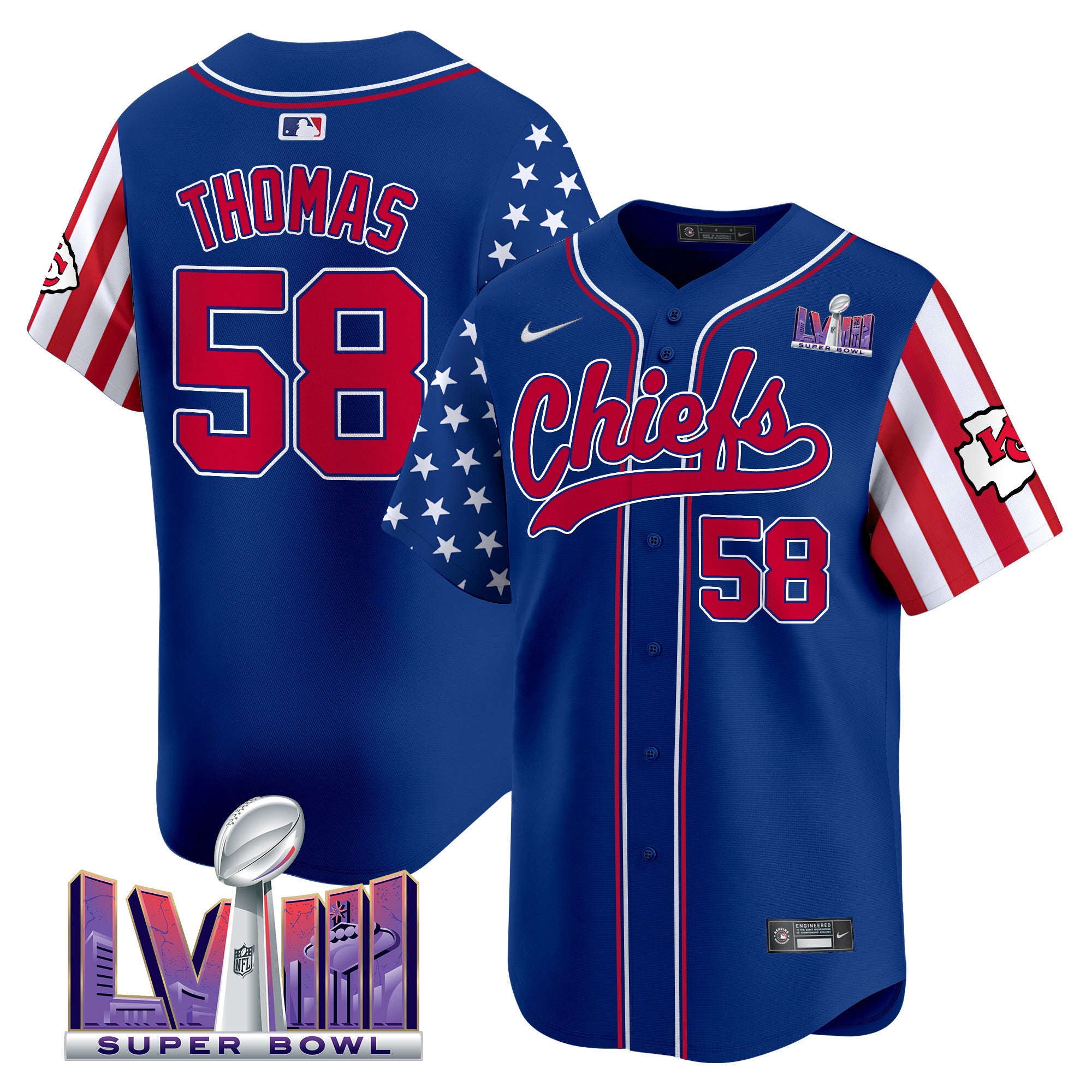 Men's Chiefs 2024 American Style Vapor Premier Limited Jersey - All Stitched - Royal, Derrick Thomas