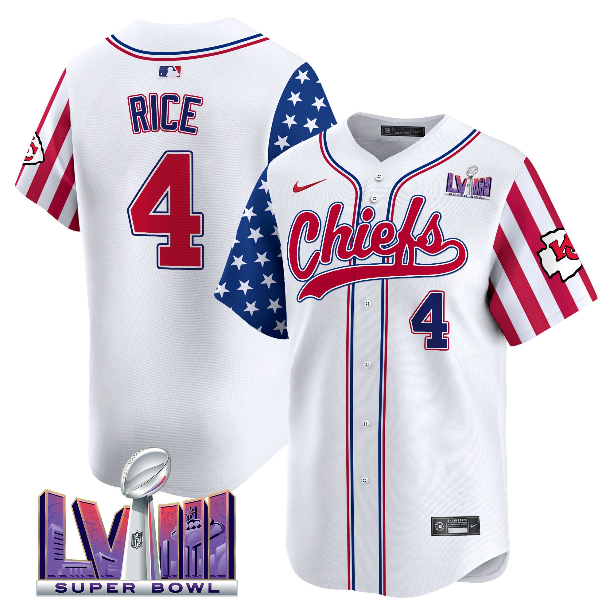 Men's Chiefs 2024 American Style Vapor Premier Limited Jersey - All Stitched - White, Rashee Rice