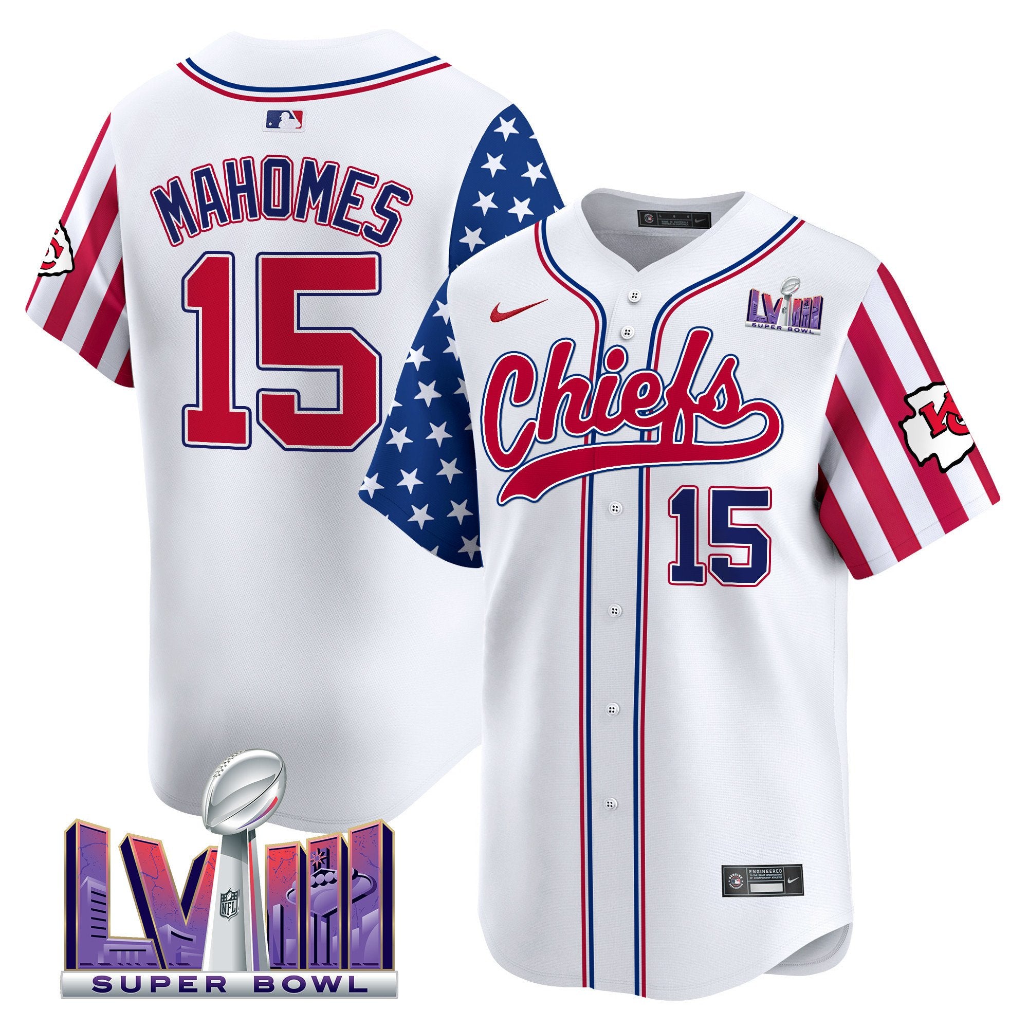 Men's Chiefs 2024 American Style Vapor Premier Limited Jersey - All Stitched - White, Patrick Mahomes