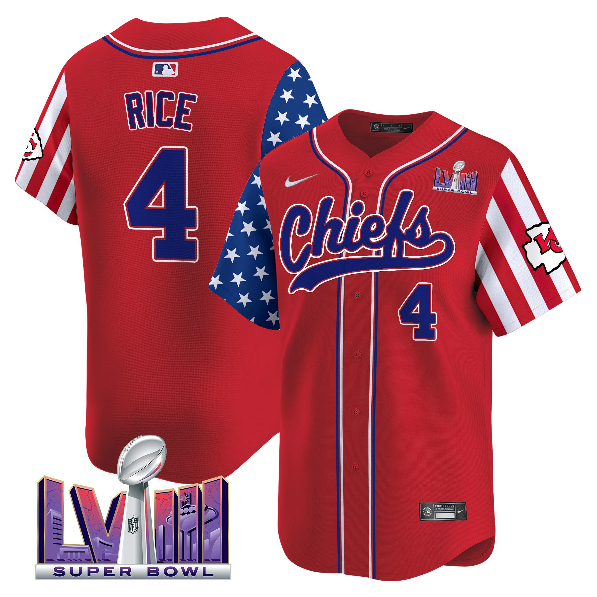 Men's Chiefs 2024 American Style Vapor Premier Limited Jersey - All Stitched - Red, Rashee Rice