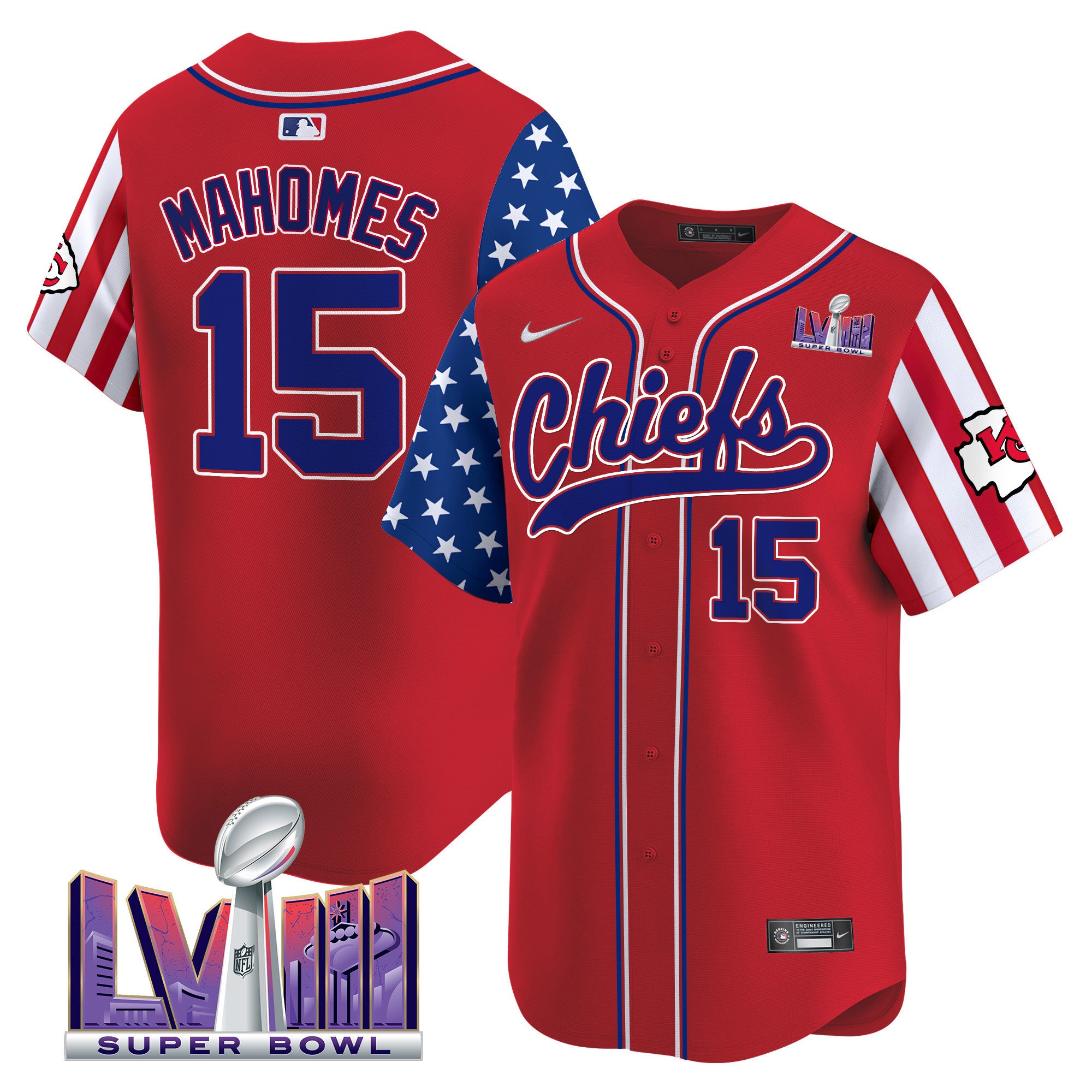 Men's Chiefs 2024 American Style Vapor Premier Limited Jersey - All Stitched - Red, Patrick Mahomes