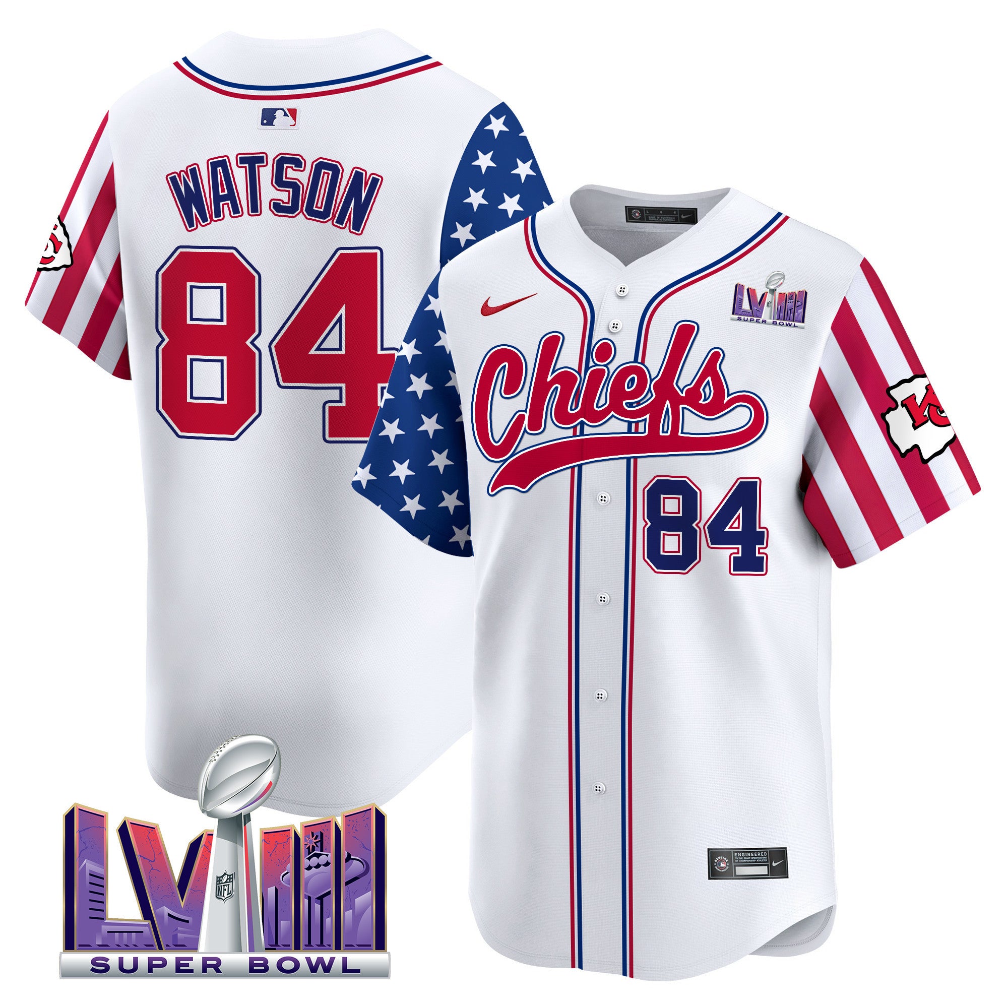 Men's Chiefs 2024 American Style Vapor Premier Limited Jersey - All Stitched - White, Justin Watson