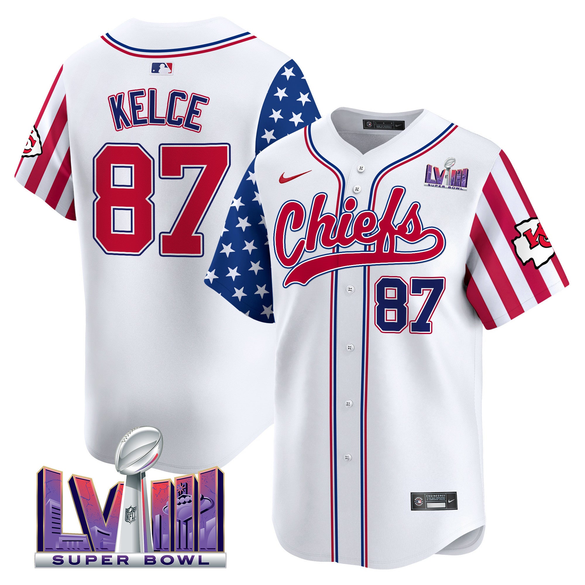 Men's Chiefs 2024 American Style Vapor Premier Limited Jersey - All Stitched - White, Travis Kelce