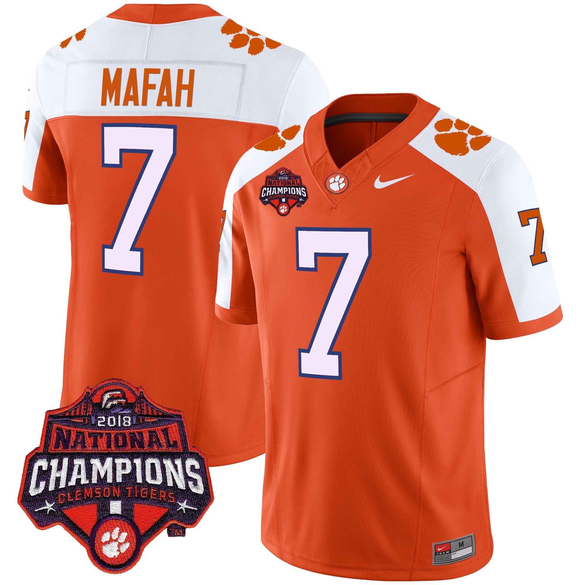 Men's Clemson Tigers Vapor Limited Jersey - All Stitched - Orange Alternate, Phil Mafah
