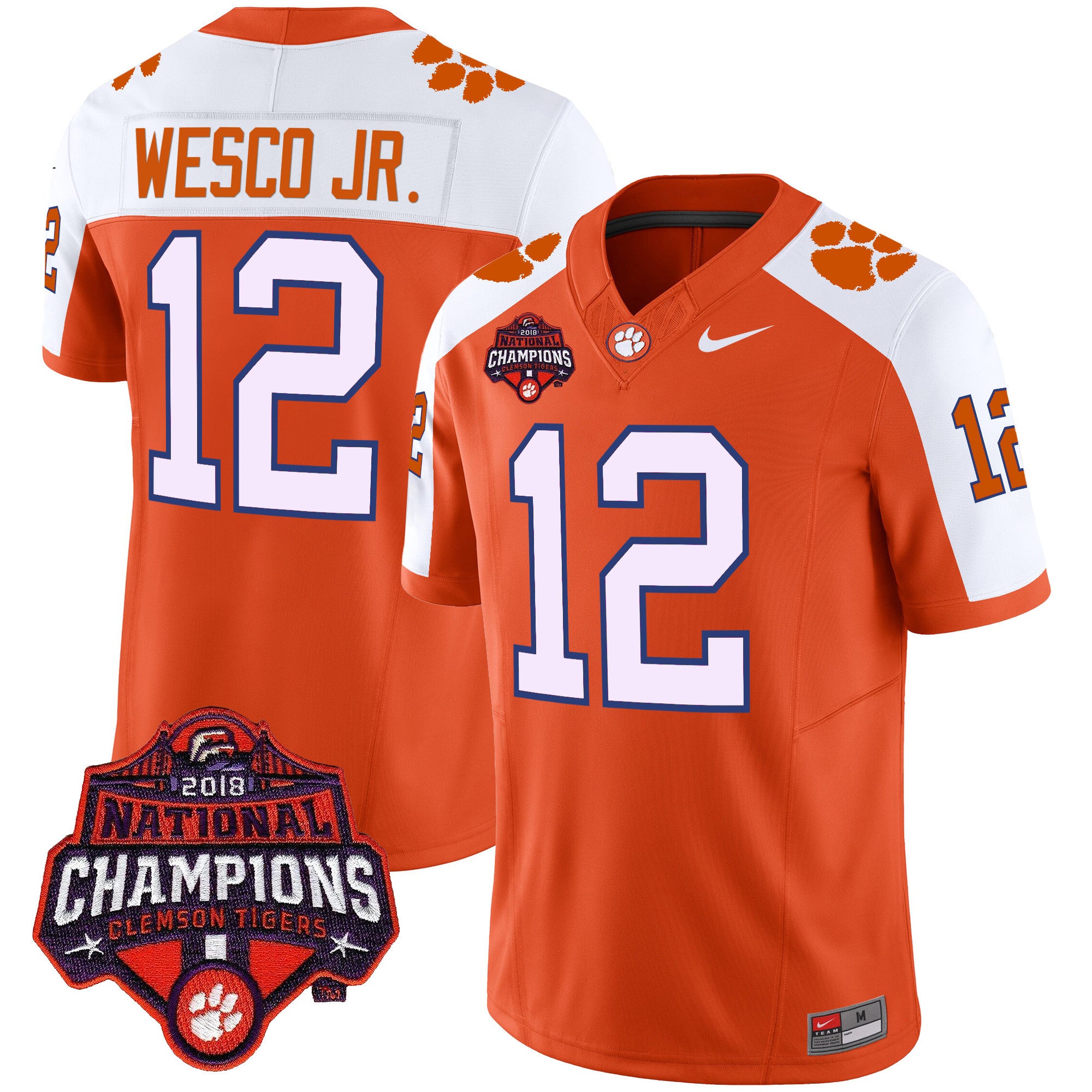 Men's Clemson Tigers Vapor Limited Jersey - All Stitched - Orange Alternate, Bryant Wesco Jr.