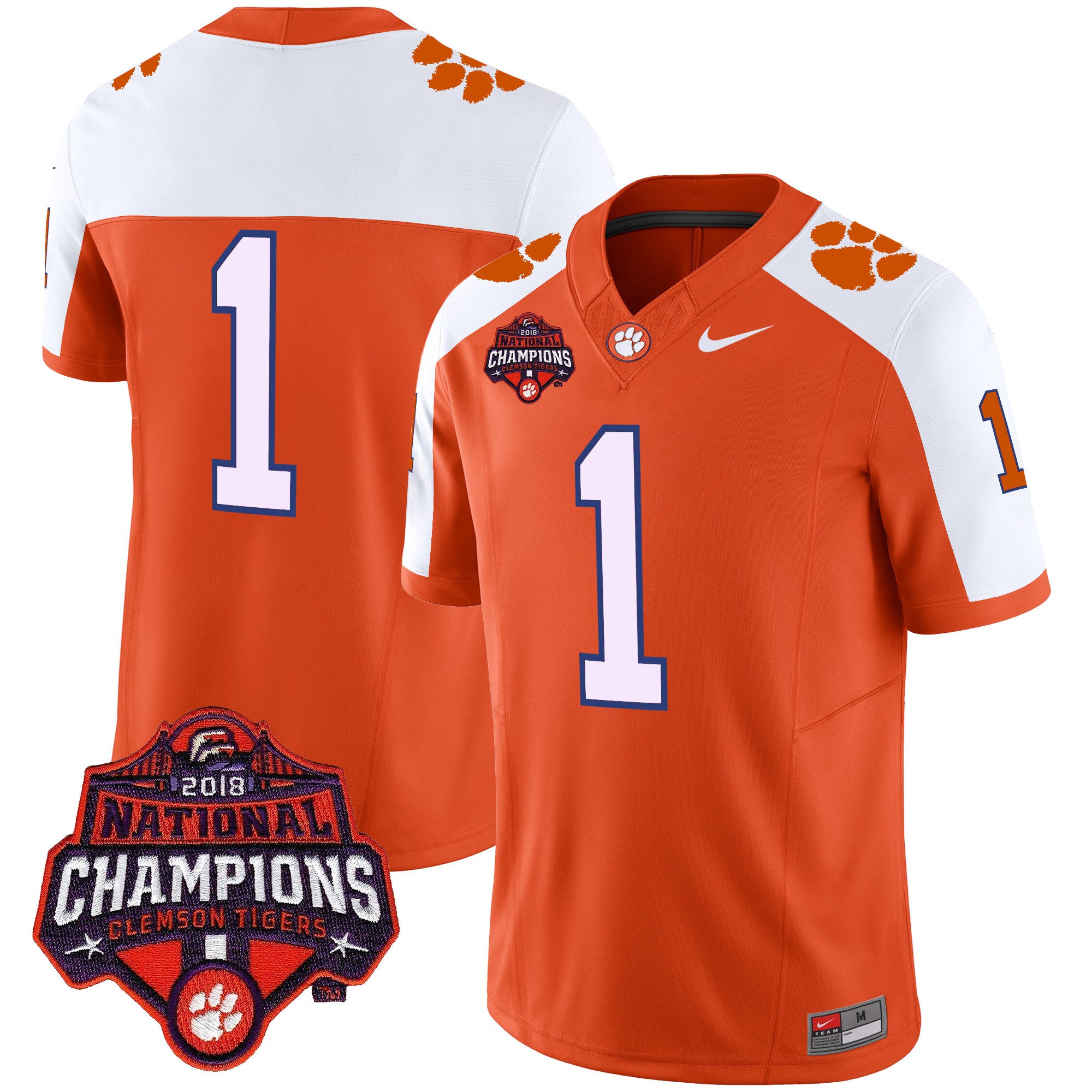 Men's Clemson Tigers Vapor Limited Jersey - All Stitched - Orange Alternate, #1 Team