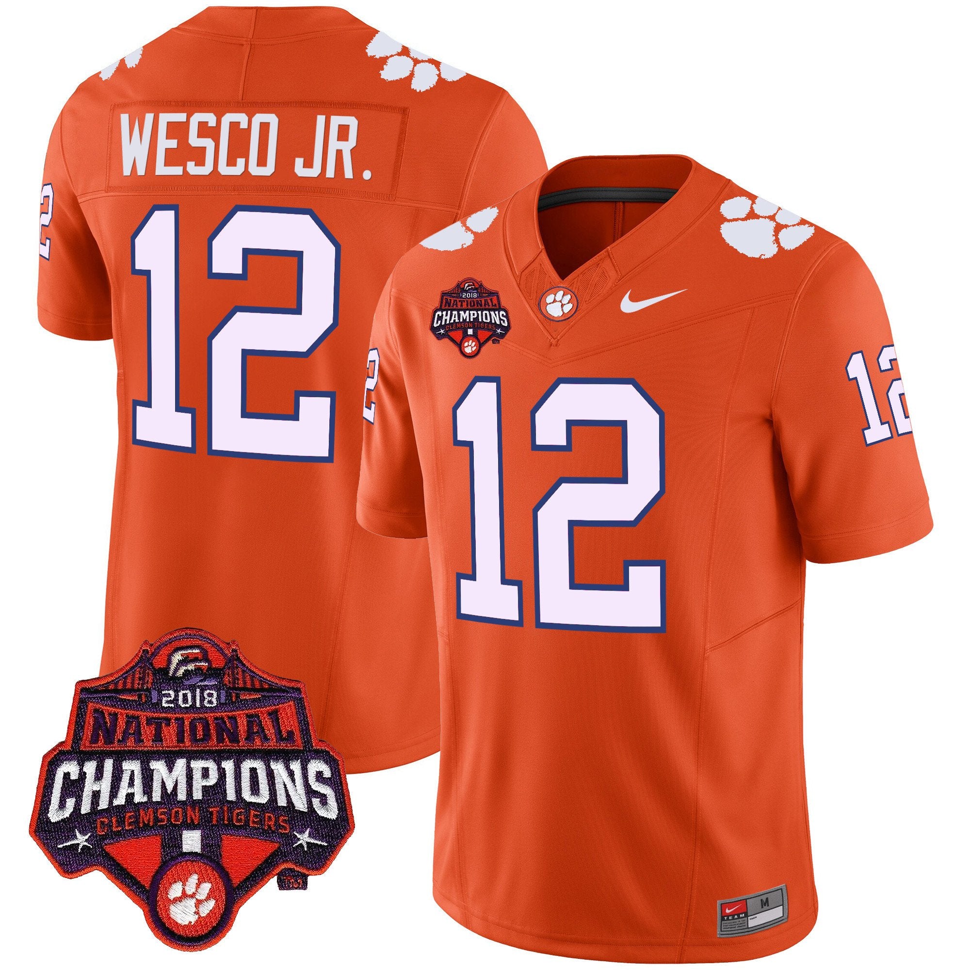 Men's Clemson Tigers Vapor Limited Jersey - All Stitched - Orange, Bryant Wesco Jr.