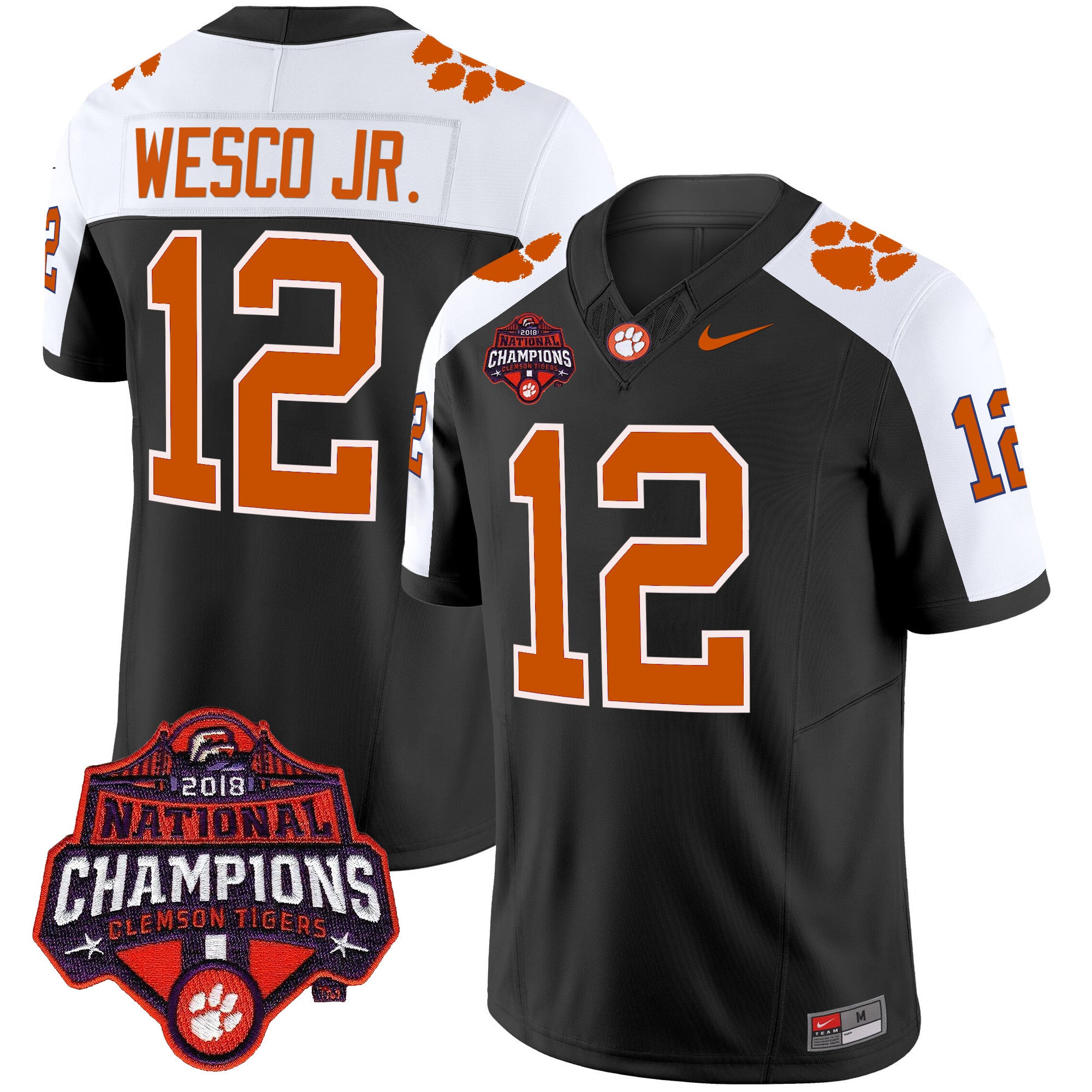 Men's Clemson Tigers Vapor Limited Jersey - All Stitched - Black Alternate, Bryant Wesco Jr.