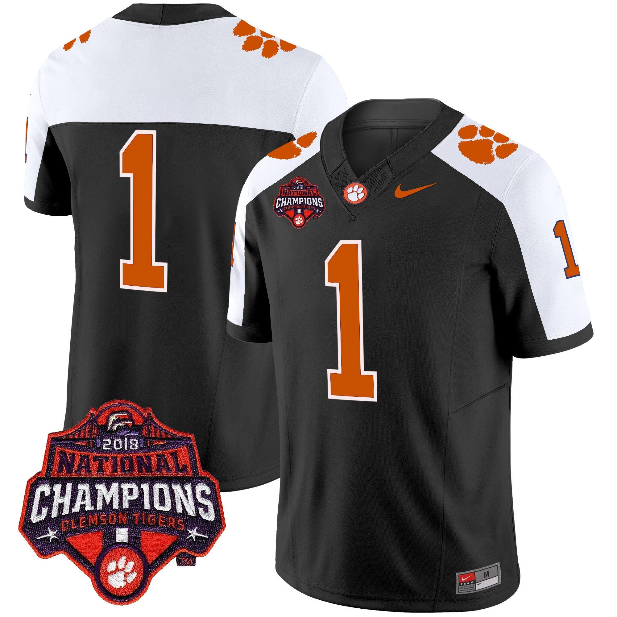 Men's Clemson Tigers Vapor Limited Jersey - All Stitched - Black Alternate, #1 Team
