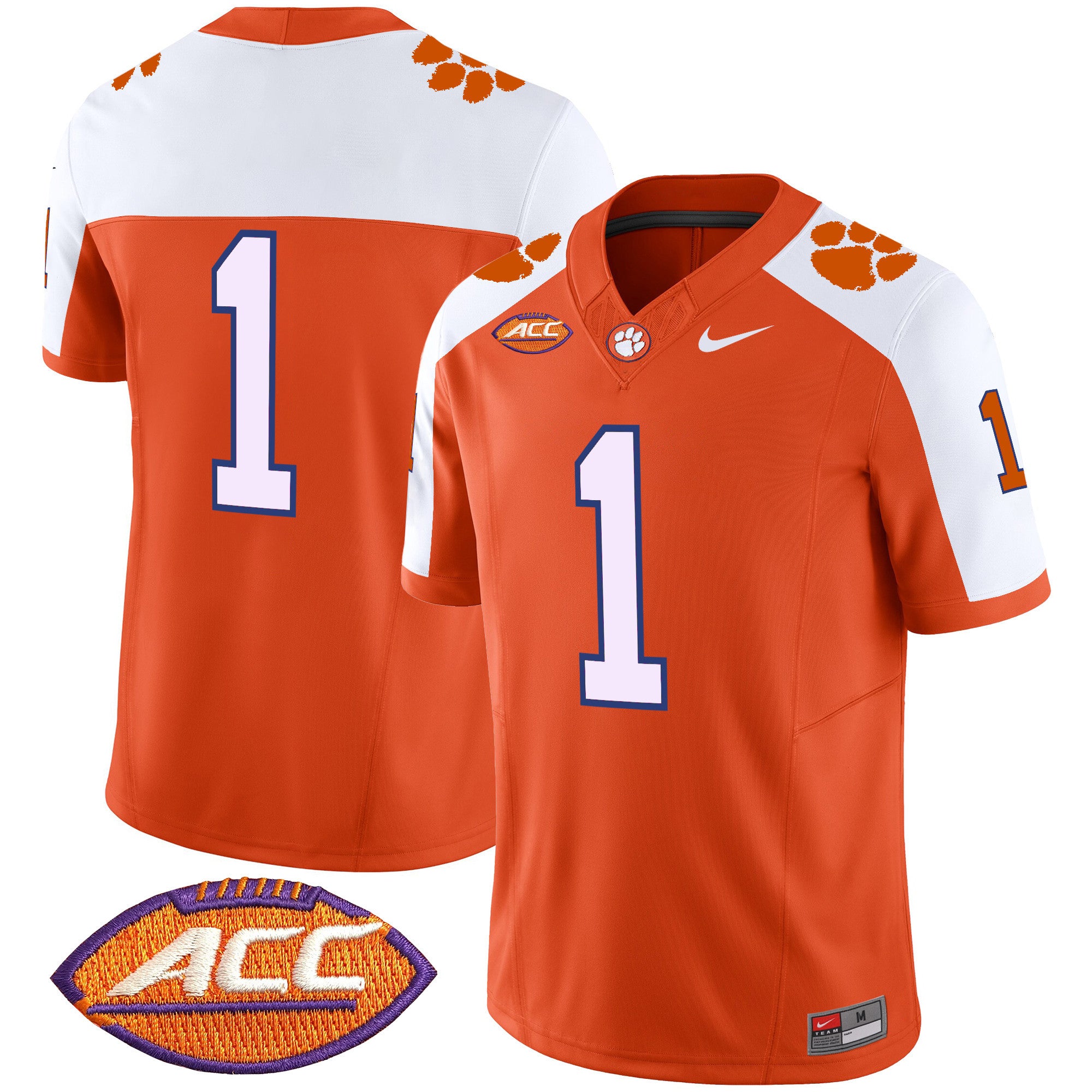 Men's Clemson Tigers Vapor Limited Jersey V2 - All Stitched - Orange Alternate, #1 Team