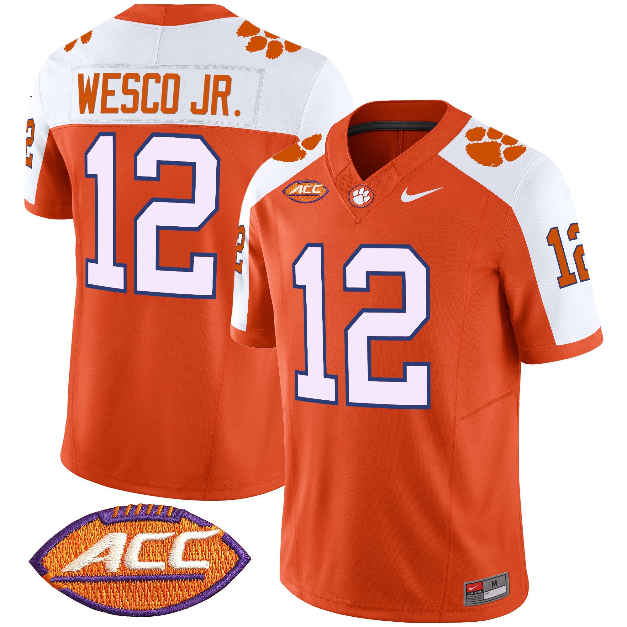 Men's Clemson Tigers Vapor Limited Jersey V2 - All Stitched - Orange Alternate, Bryant Wesco Jr.