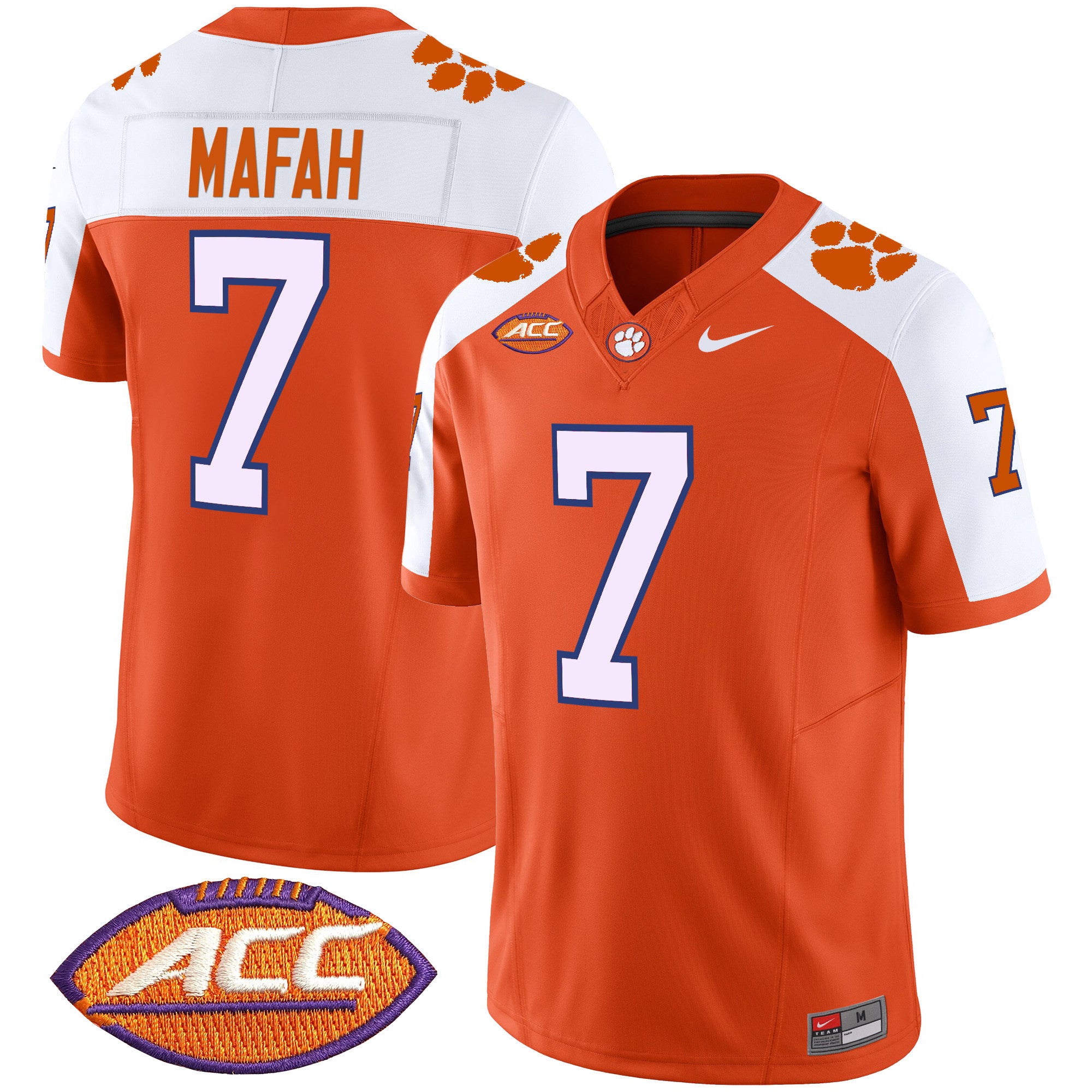 Men's Clemson Tigers Vapor Limited Jersey V2 - All Stitched - Orange Alternate, Phil Mafah
