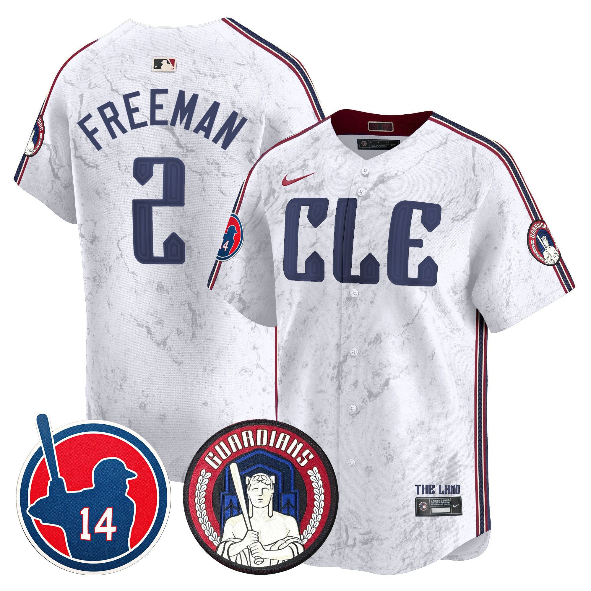 Men's Cleveland Guardians Larry Doby Patch City Connect Vapor Premier Limited Jersey - All Stitched - White, Tyler Freeman