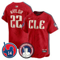 Men's Cleveland Guardians Larry Doby Patch City Connect Vapor Premier Limited Jersey - All Stitched - Red, Josh Naylor
