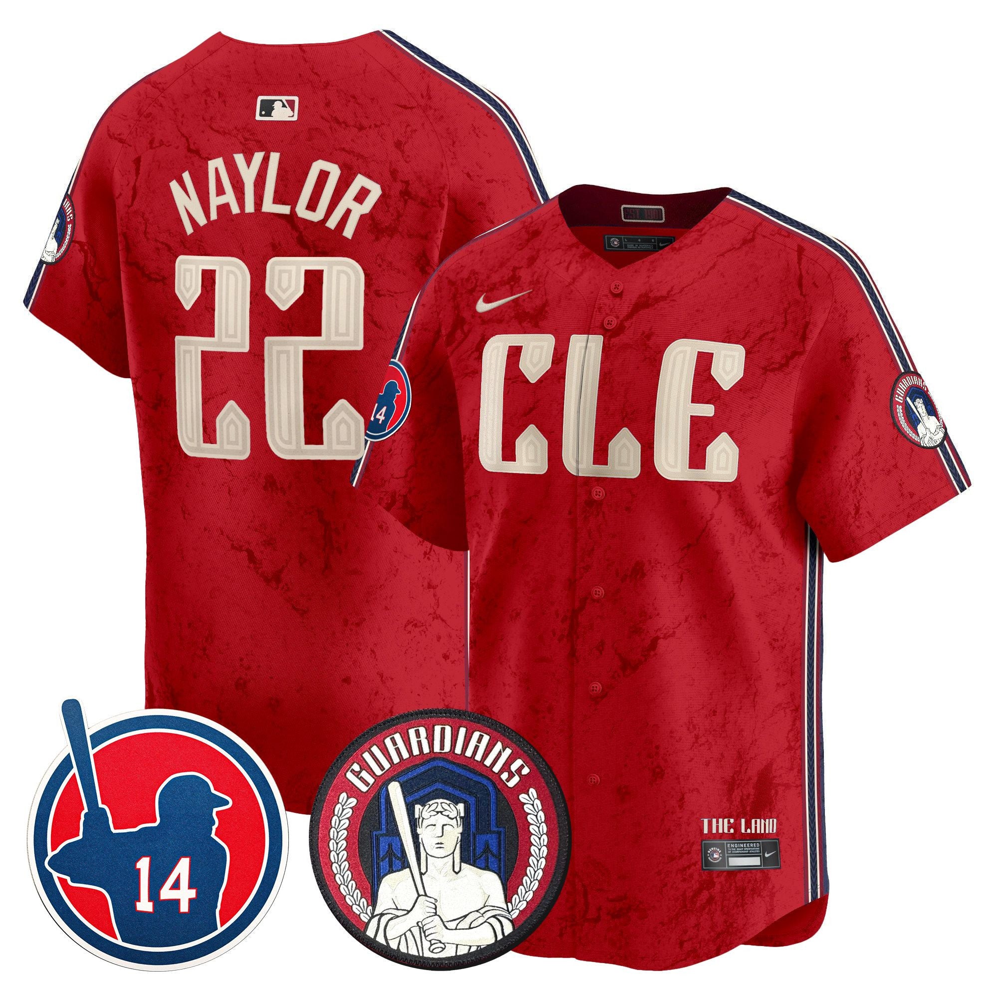 Men's Cleveland Guardians Larry Doby Patch City Connect Vapor Premier Limited Jersey - All Stitched - Red, Josh Naylor
