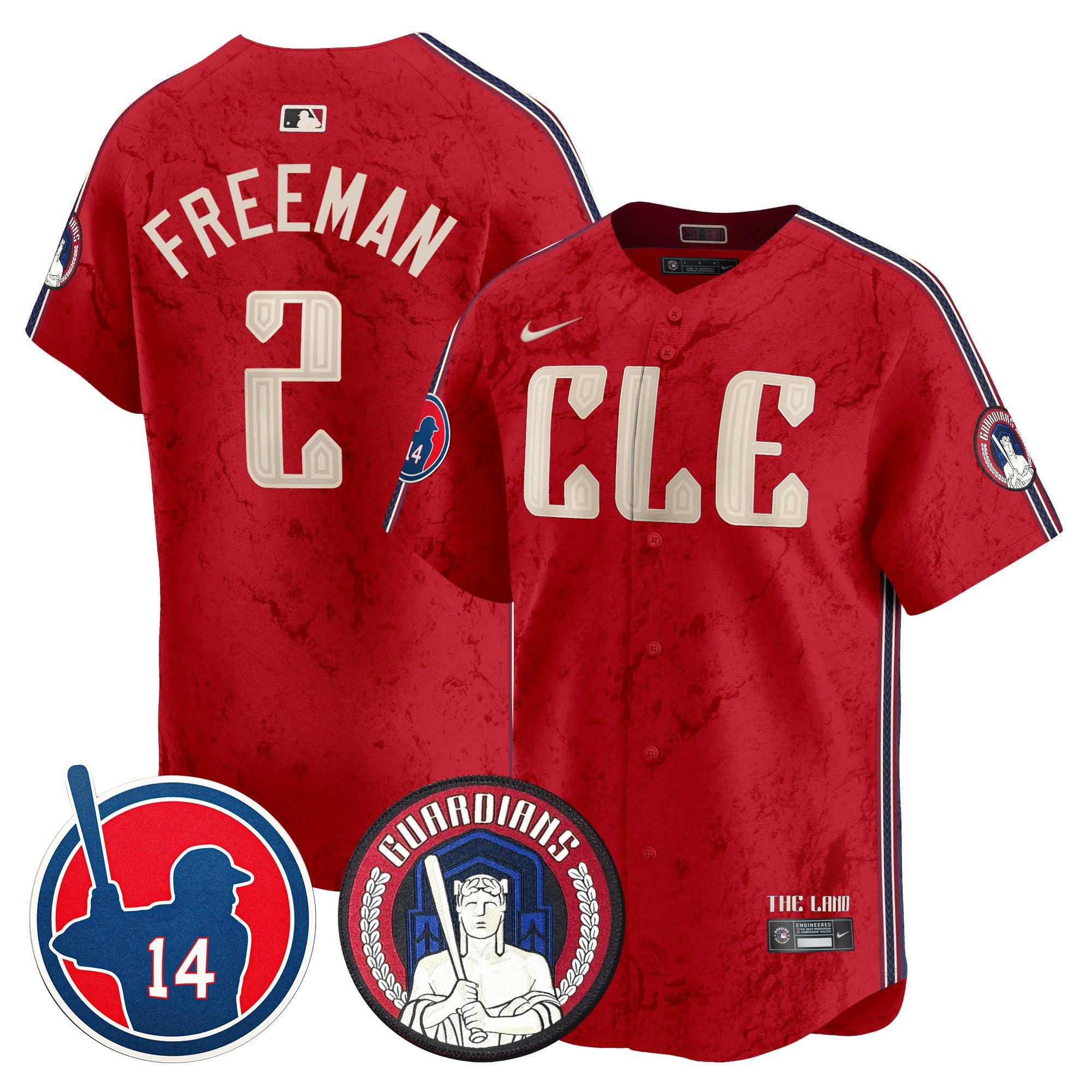 Men's Cleveland Guardians Larry Doby Patch City Connect Vapor Premier Limited Jersey - All Stitched - Red, Tyler Freeman