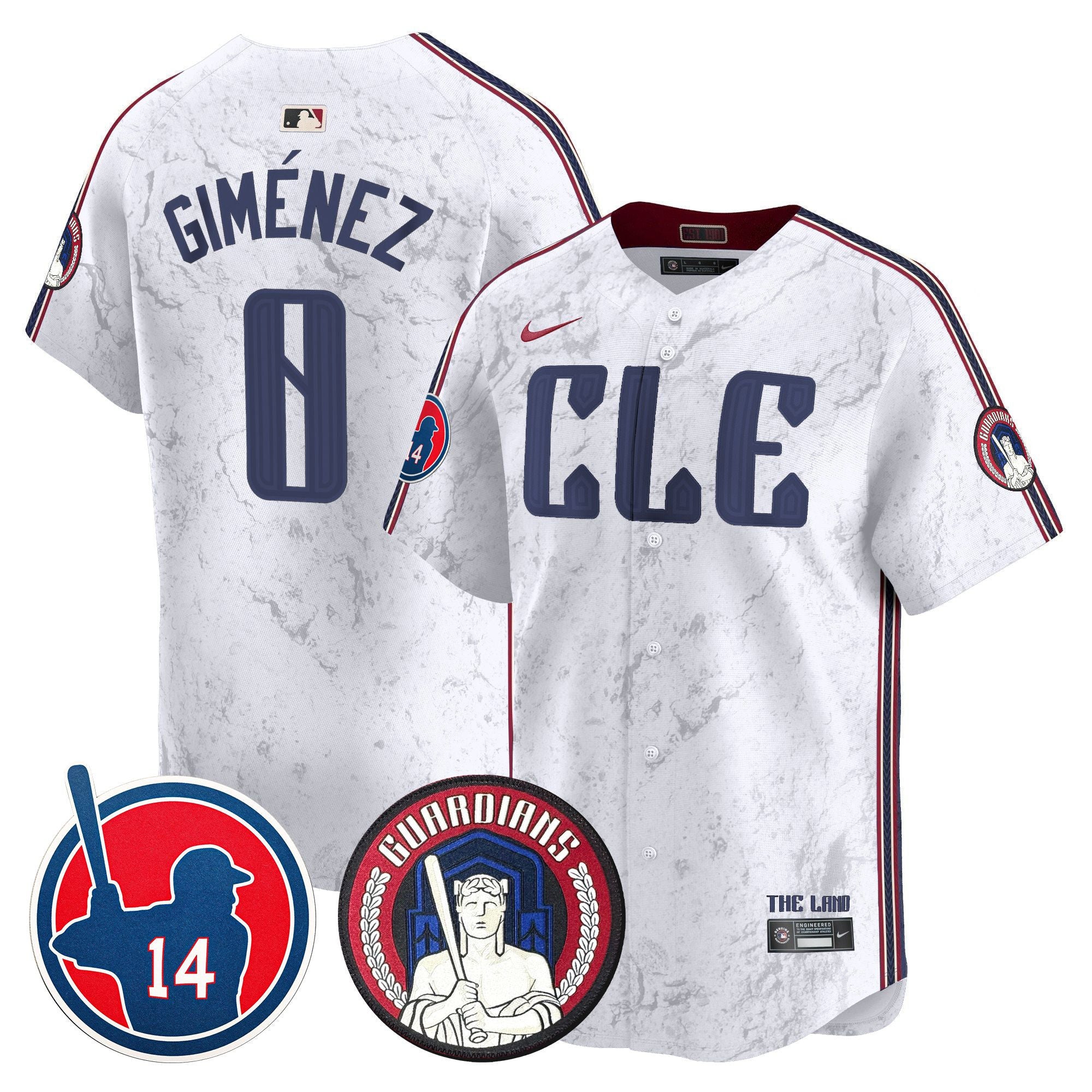 Men's Cleveland Guardians Larry Doby Patch City Connect Vapor Premier Limited Jersey - All Stitched - White, Andres Gimenez