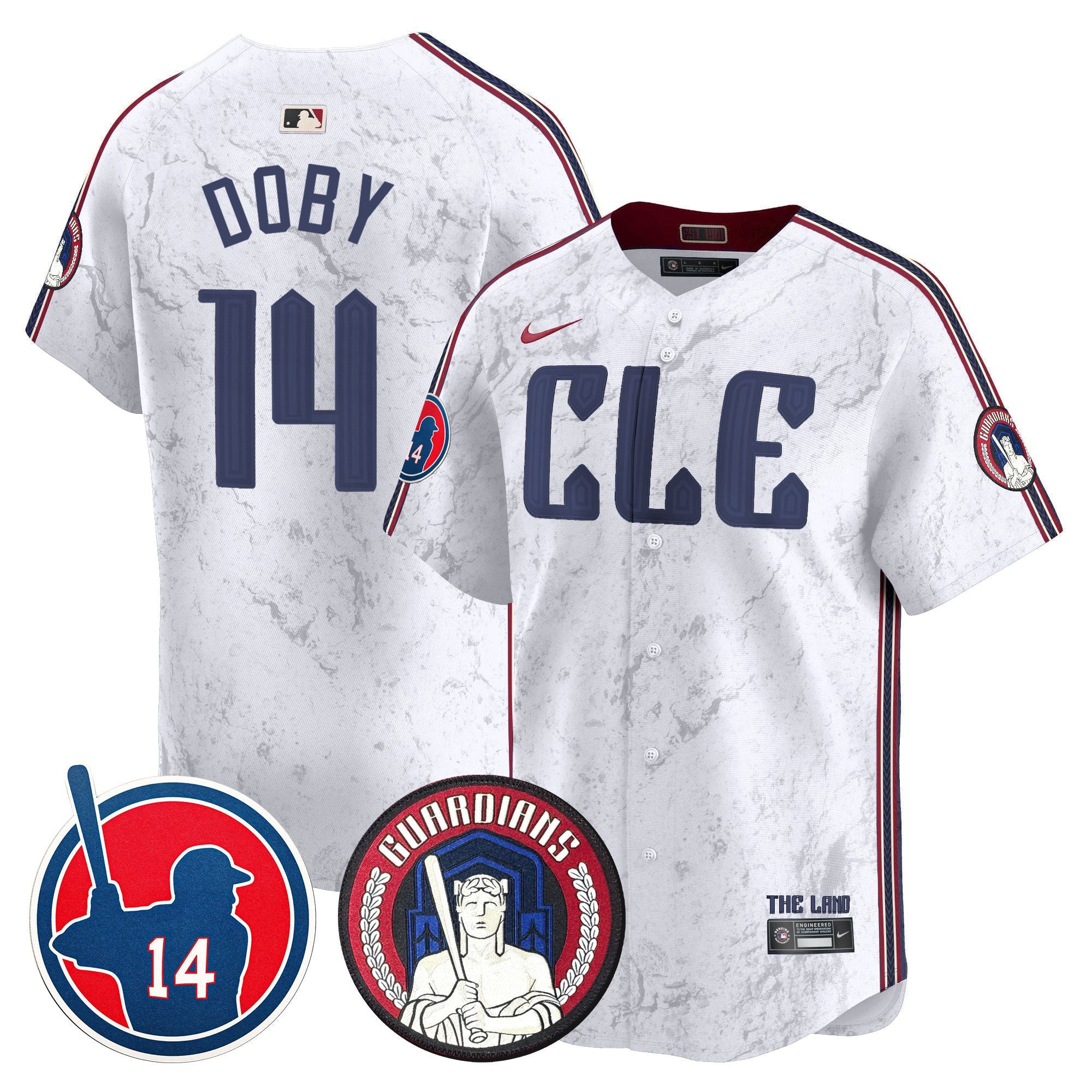 Men's Cleveland Guardians Larry Doby Patch City Connect Vapor Premier Limited Jersey - All Stitched - White, Larry Doby
