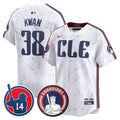Men's Cleveland Guardians Larry Doby Patch City Connect Vapor Premier Limited Jersey - All Stitched - White, Steven Kwan