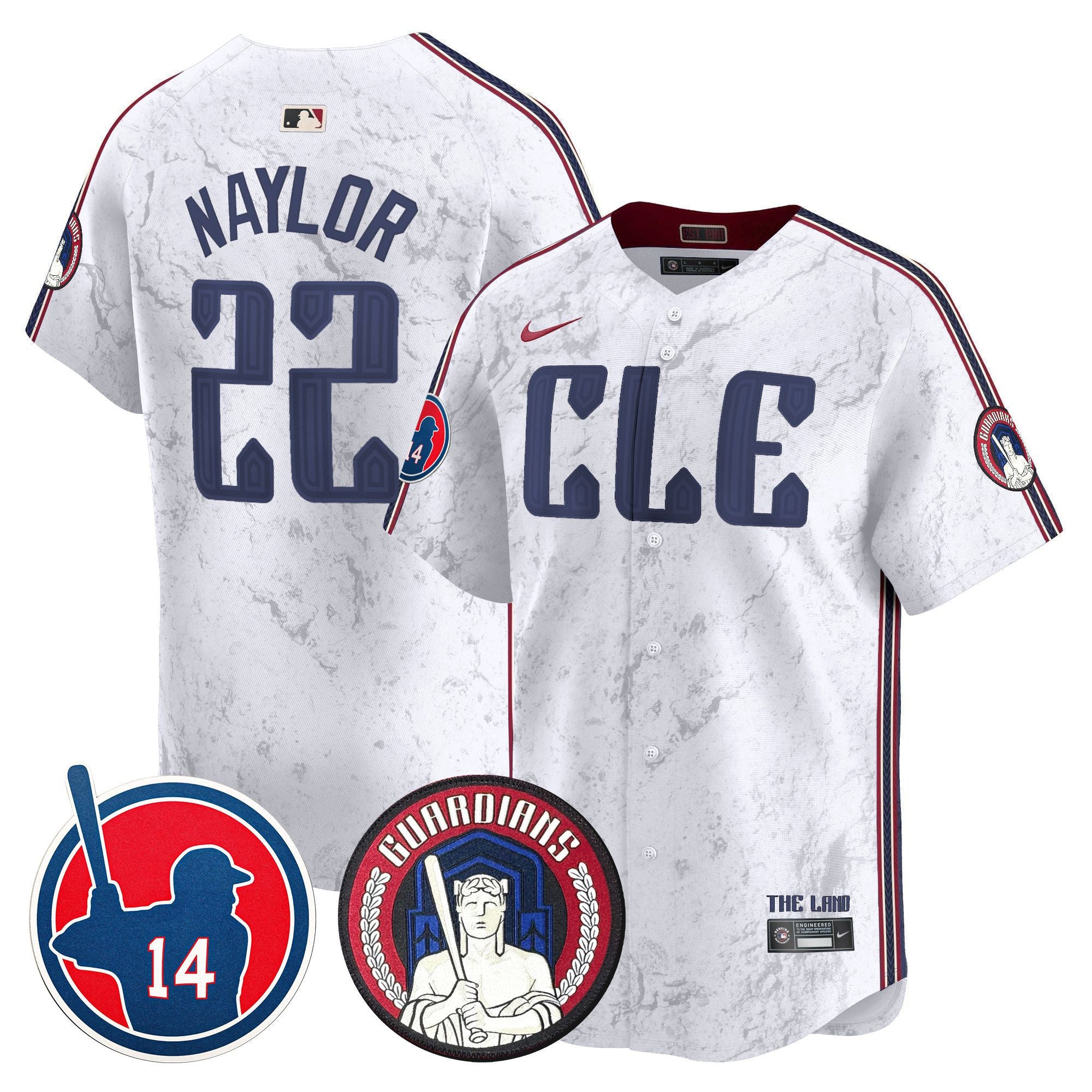 Men's Cleveland Guardians Larry Doby Patch City Connect Vapor Premier Limited Jersey - All Stitched - White, Josh Naylor