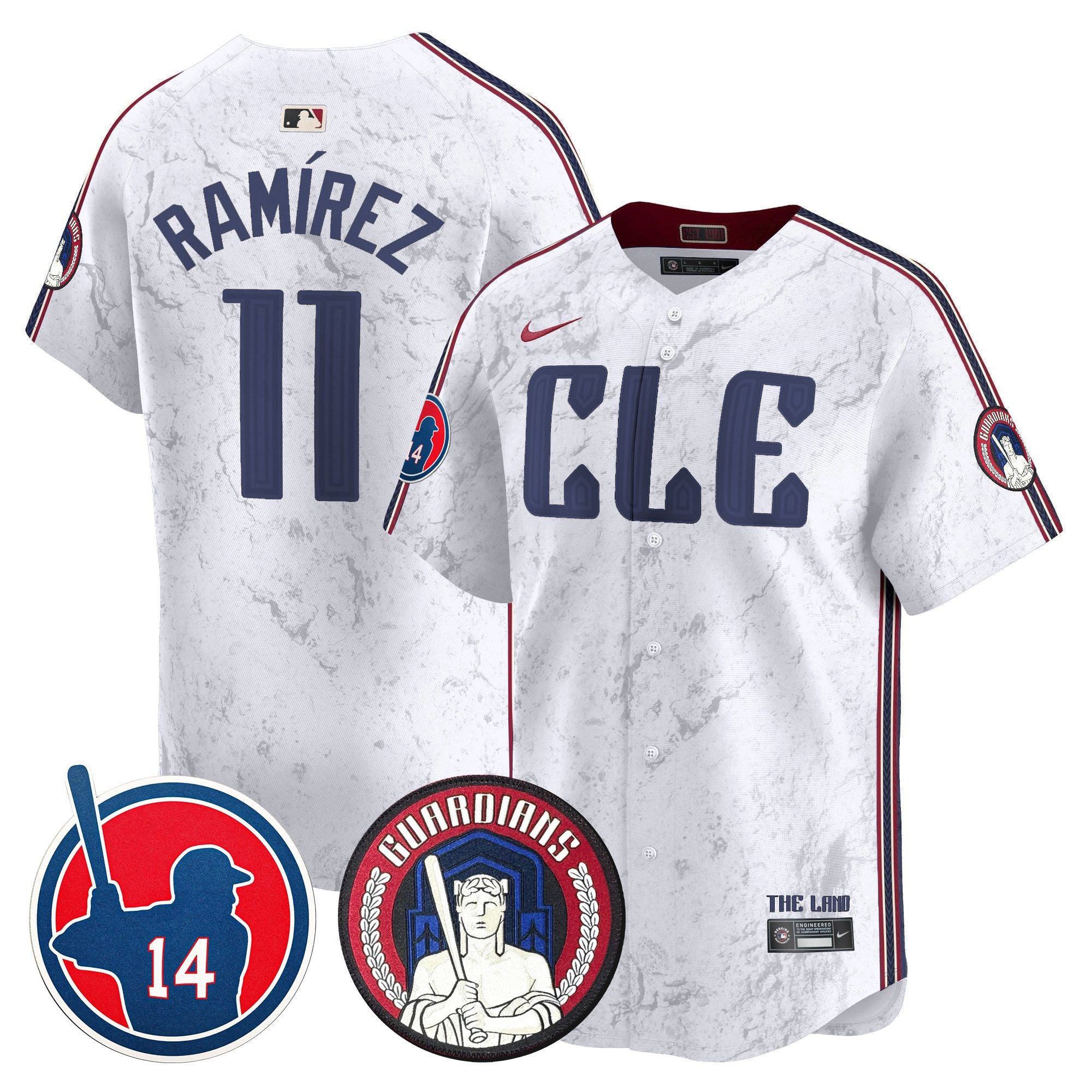 Men's Cleveland Guardians Larry Doby Patch City Connect Vapor Premier Limited Jersey - All Stitched - White, José Ramírez