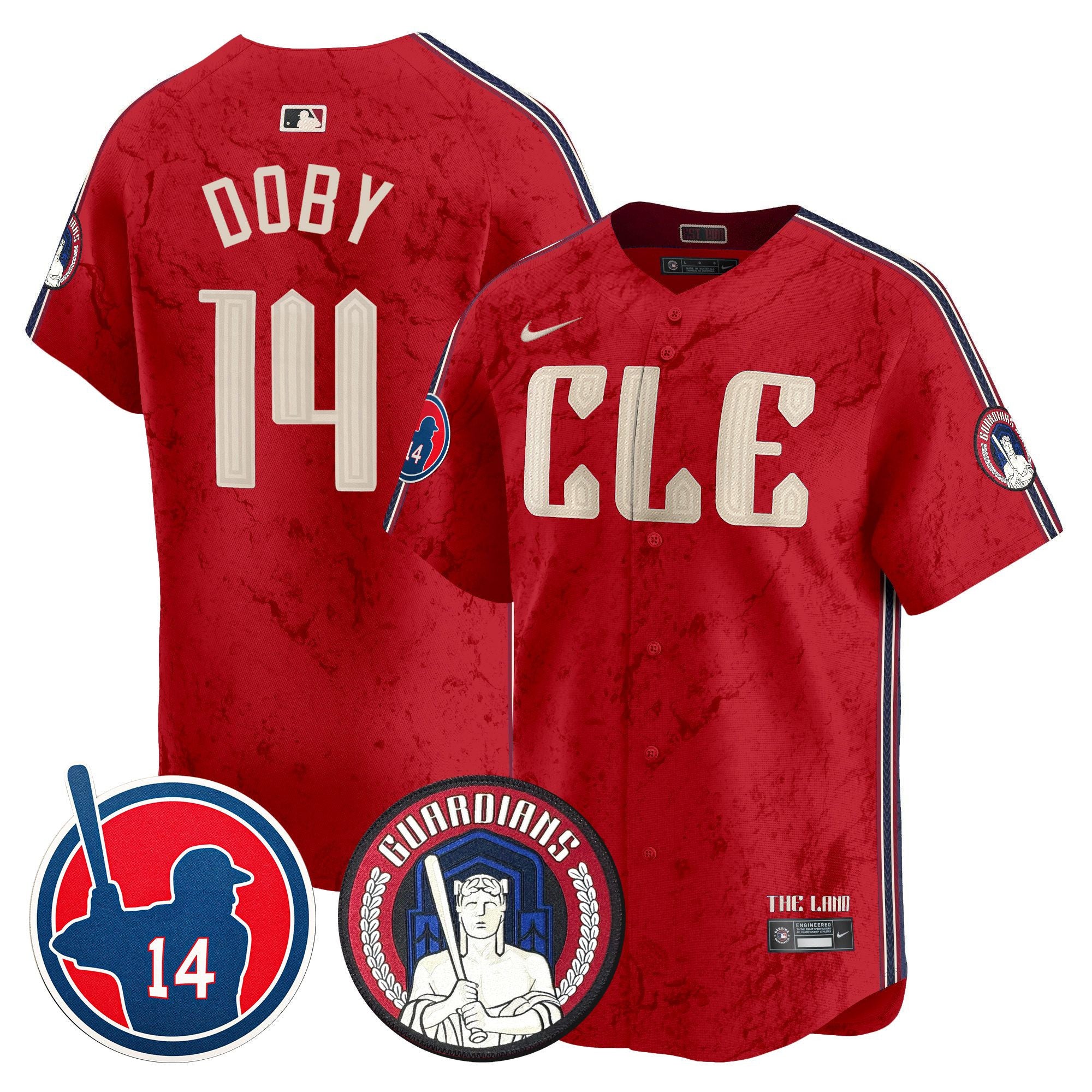 Men's Cleveland Guardians Larry Doby Patch City Connect Vapor Premier Limited Jersey - All Stitched - Red, Larry Doby