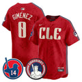 Men's Cleveland Guardians Larry Doby Patch City Connect Vapor Premier Limited Jersey - All Stitched - Red, Andres Gimenez