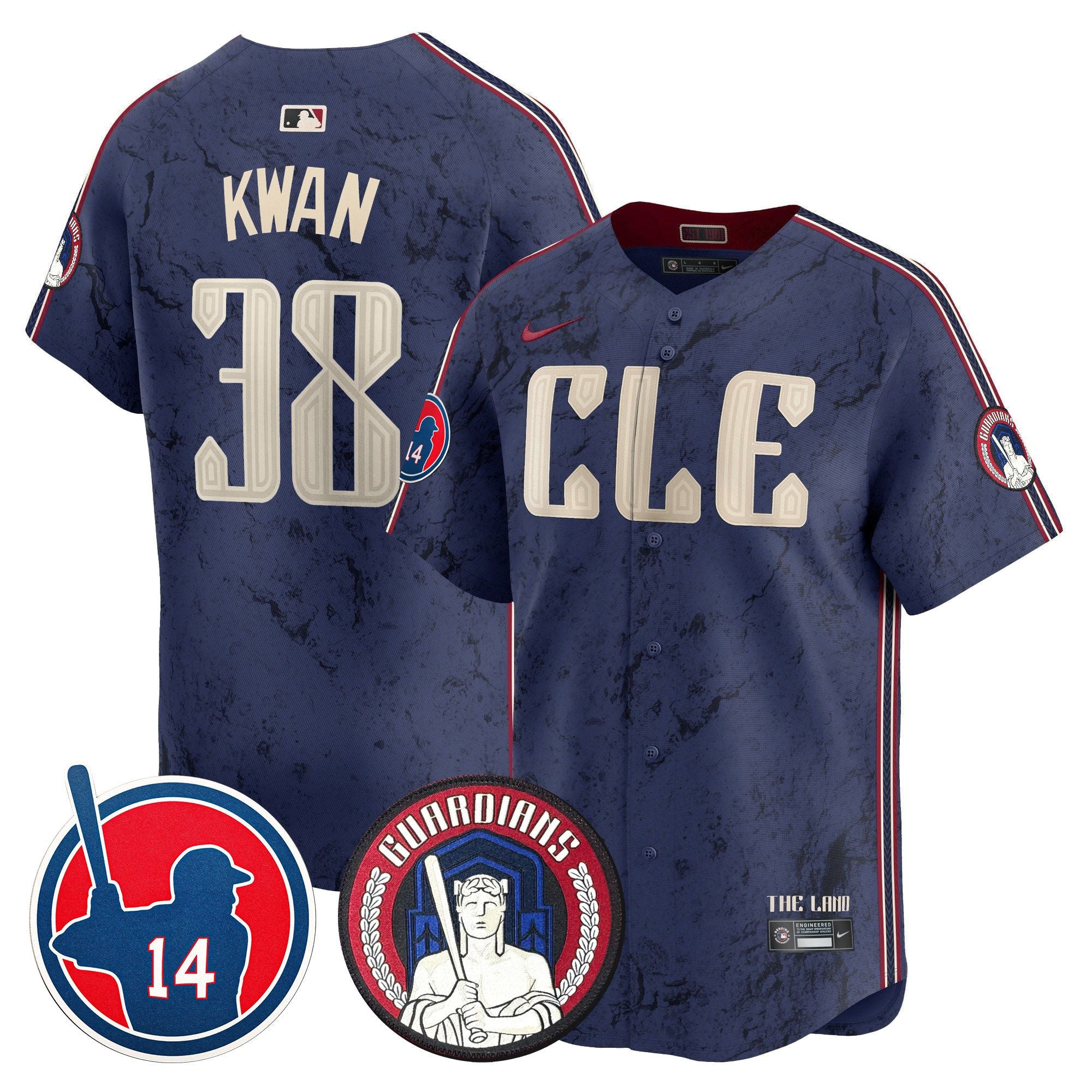 Men's Cleveland Guardians Larry Doby Patch City Connect Vapor Premier Limited Jersey - All Stitched - City Connect, Steven Kwan
