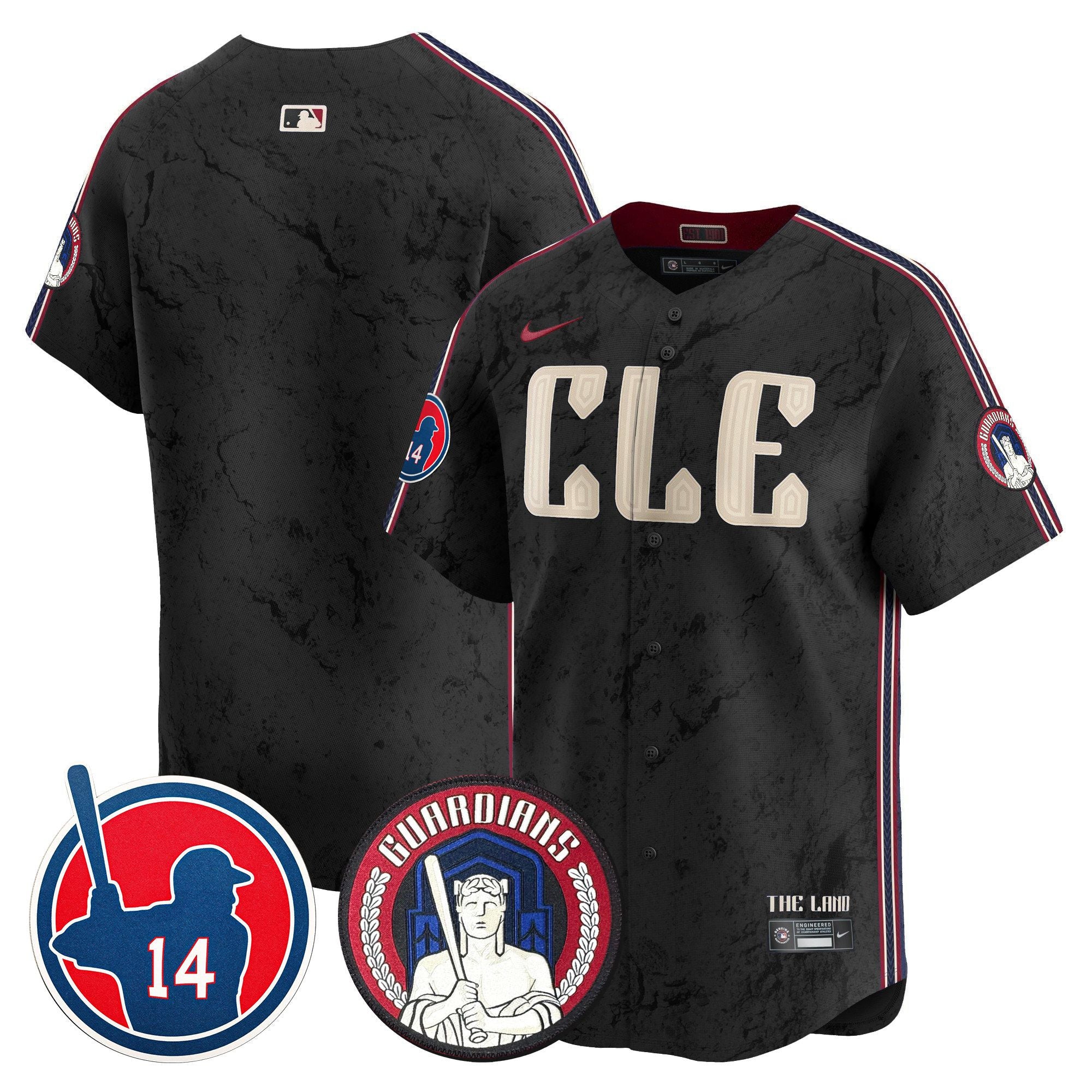 Men's Cleveland Guardians Larry Doby Patch City Connect Vapor Premier Limited Jersey - All Stitched - Black, Team