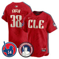 Men's Cleveland Guardians Larry Doby Patch City Connect Vapor Premier Limited Jersey - All Stitched - Red, Steven Kwan