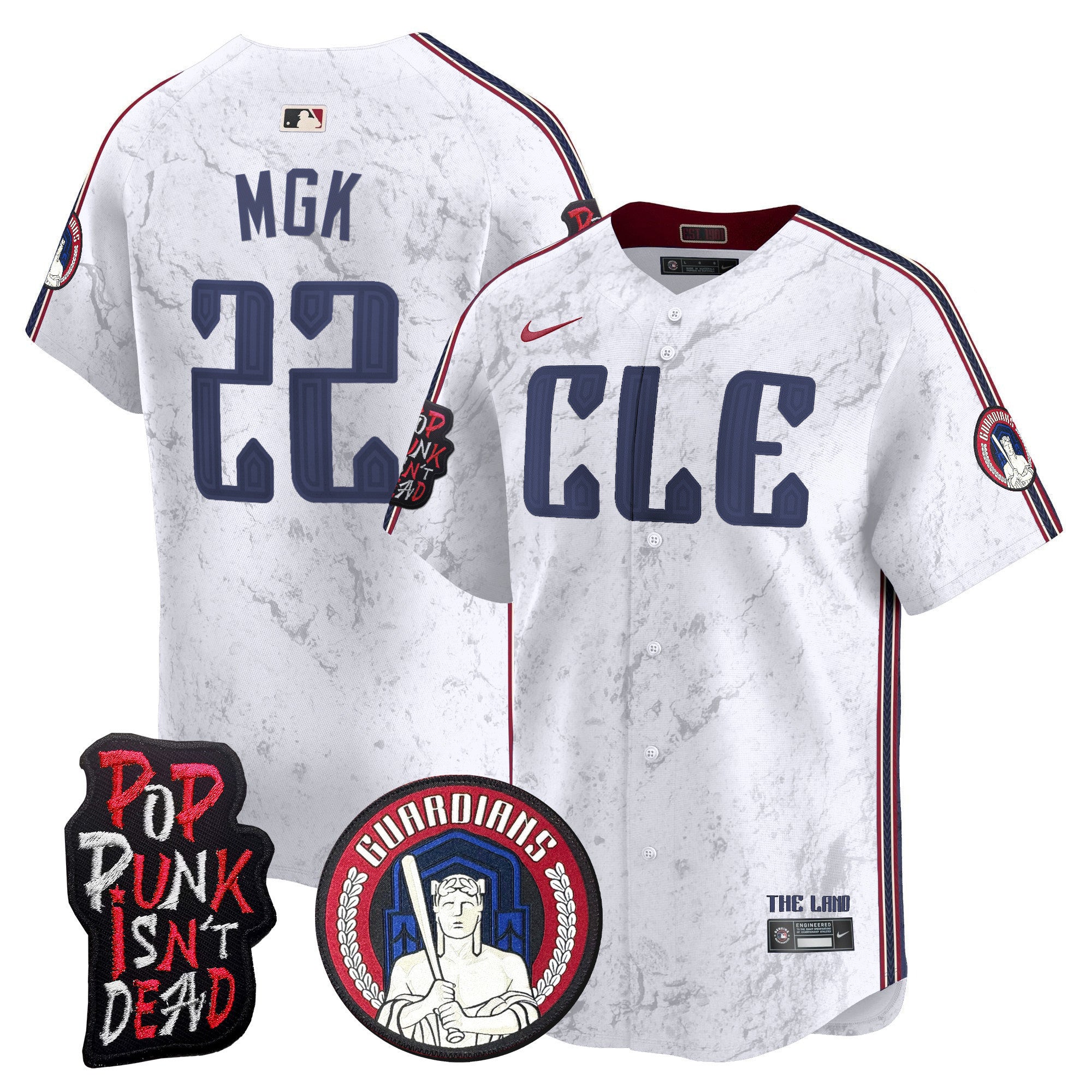 Men's Cleveland Guardians MGK Patch Vapor Premier Limited Jersey - All Stitched - White, MGK