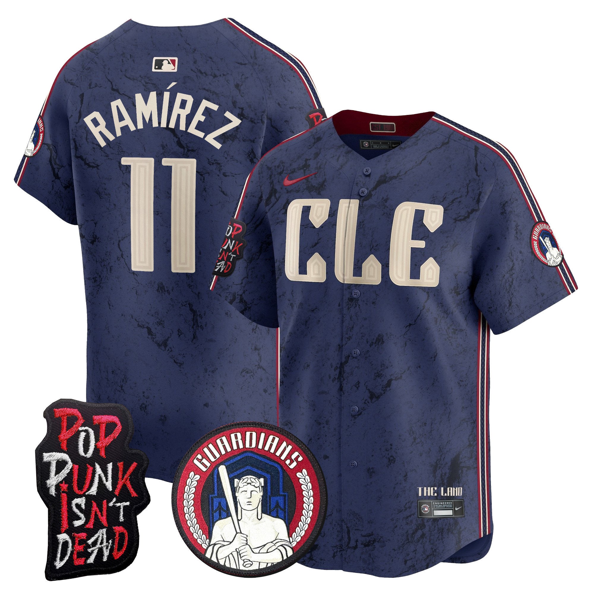 Men's Cleveland Guardians MGK Patch Vapor Premier Limited Jersey - All Stitched - City Connect, José Ramírez