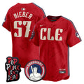Men's Cleveland Guardians MGK Patch Vapor Premier Limited Jersey - All Stitched - Red, Shane Bieber