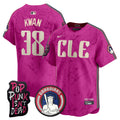 Men's Cleveland Guardians MGK Patch Vapor Premier Limited Jersey - All Stitched - Pink, Steven Kwan