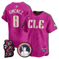 Men's Cleveland Guardians MGK Patch Vapor Premier Limited Jersey - All Stitched - Pink, Andres Gimenez