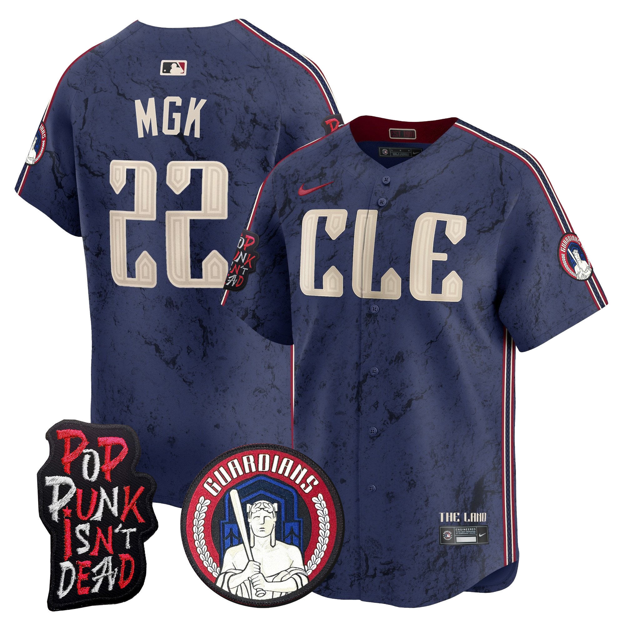 Men's Cleveland Guardians MGK Patch Vapor Premier Limited Jersey - All Stitched - City Connect, MGK