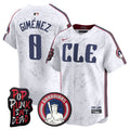 Men's Cleveland Guardians MGK Patch Vapor Premier Limited Jersey - All Stitched - White, Andres Gimenez
