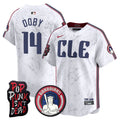Men's Cleveland Guardians MGK Patch Vapor Premier Limited Jersey - All Stitched - White, Larry Doby