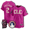 Men's Cleveland Guardians MGK Patch Vapor Premier Limited Jersey - All Stitched - Pink, Tyler Freeman