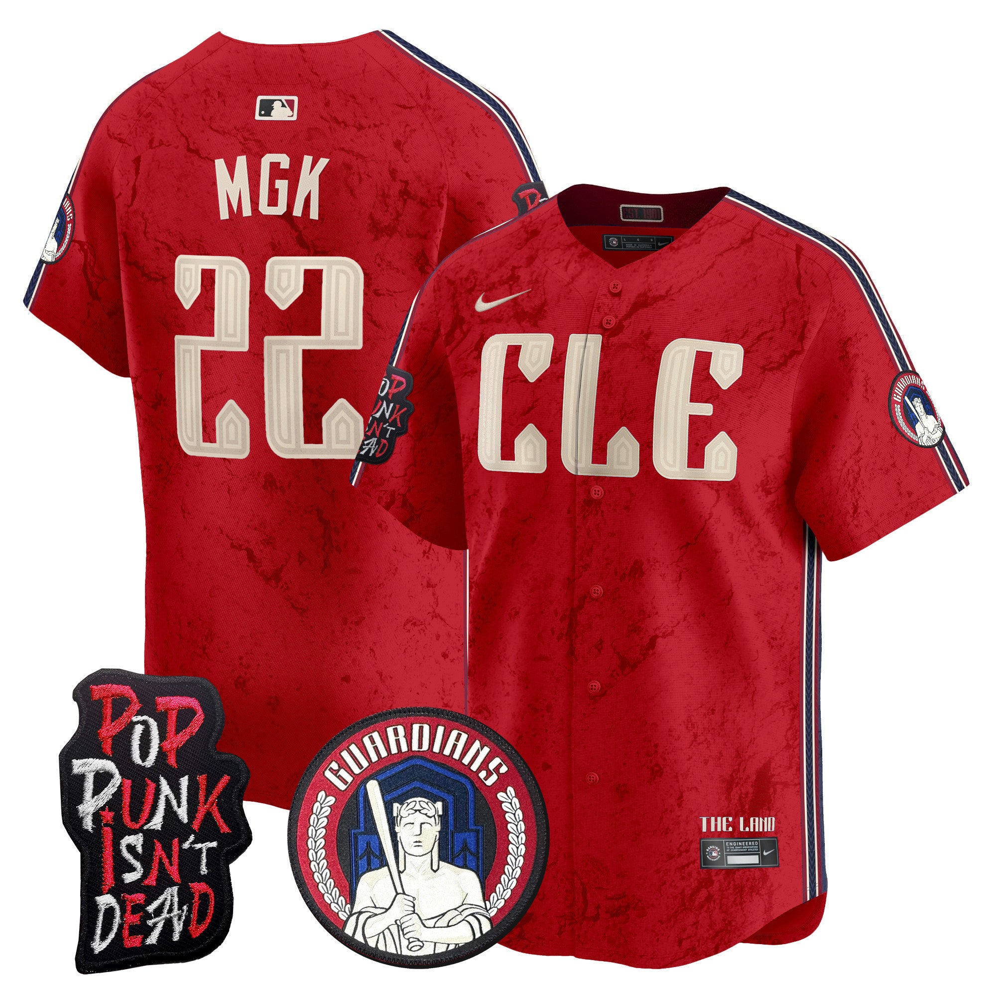 Men's Cleveland Guardians MGK Patch Vapor Premier Limited Jersey - All Stitched - Red, MGK