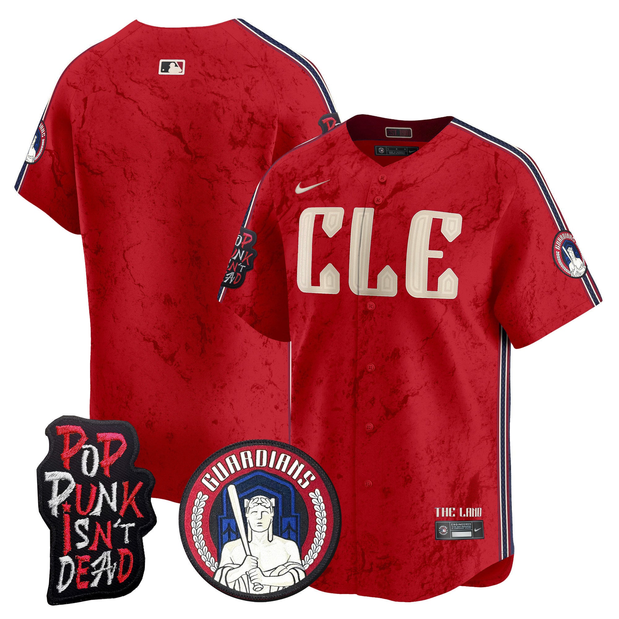 Men's Cleveland Guardians MGK Patch Vapor Premier Limited Jersey - All Stitched - Red, Team