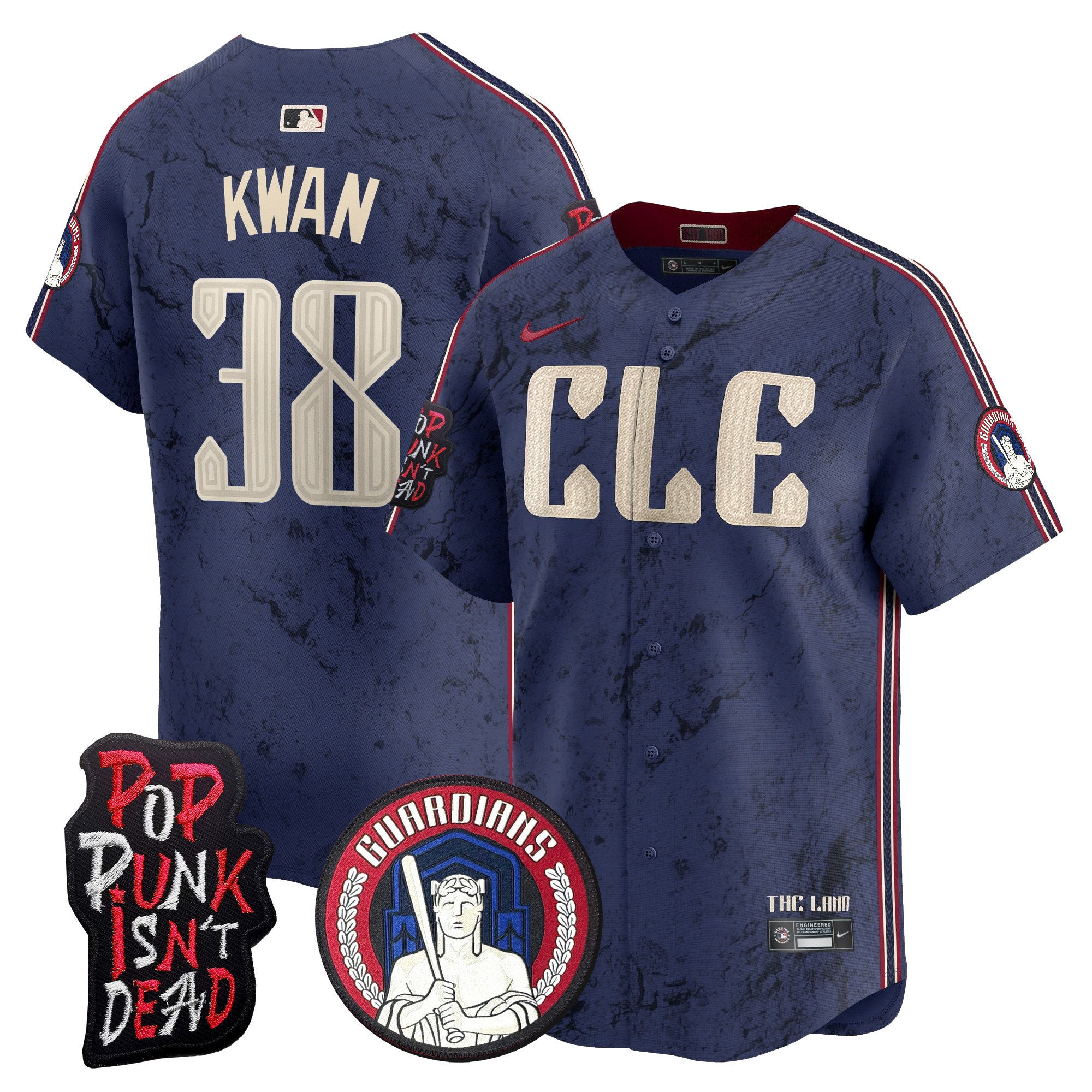 Men's Cleveland Guardians MGK Patch Vapor Premier Limited Jersey - All Stitched - City Connect, Steven Kwan