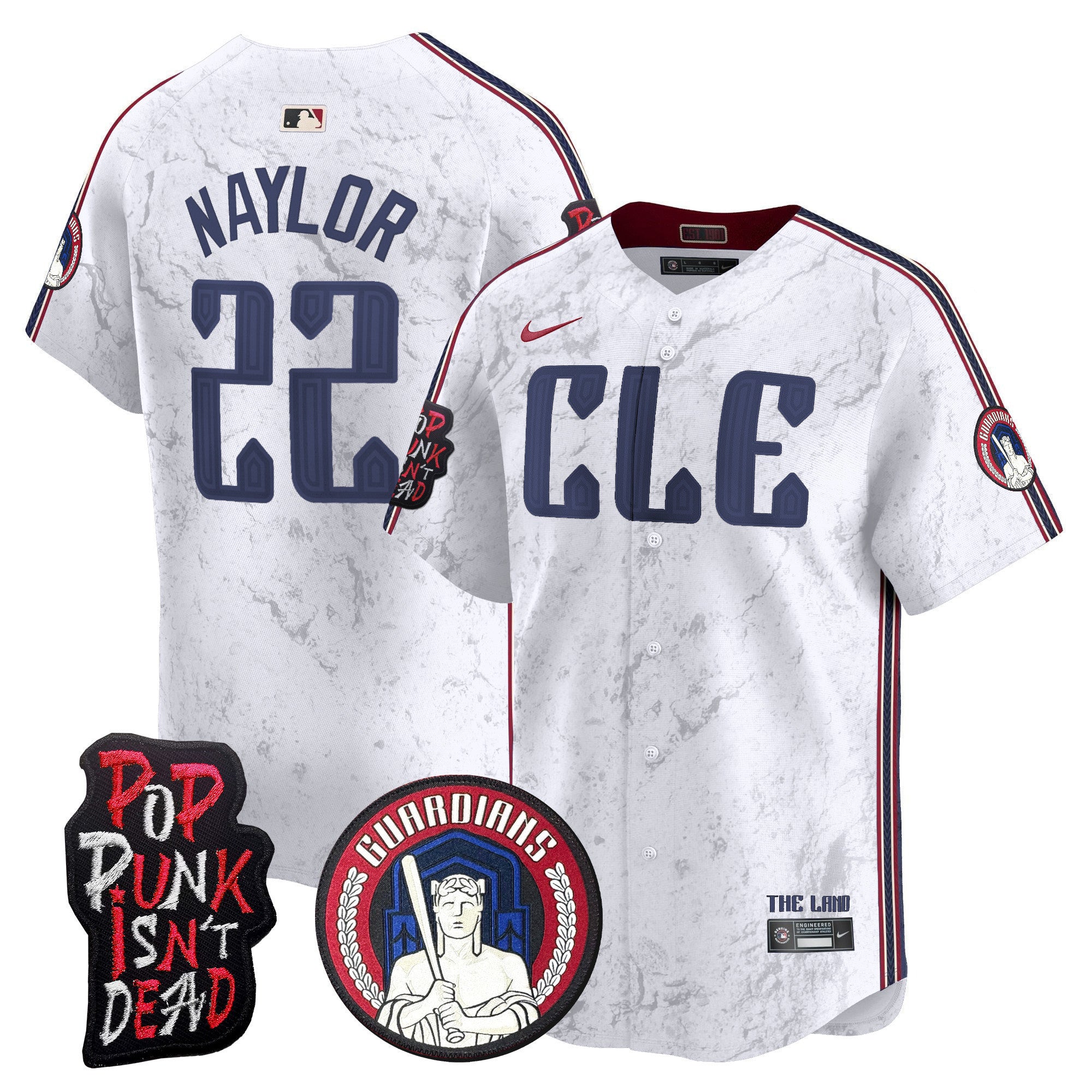 Men's Cleveland Guardians MGK Patch Vapor Premier Limited Jersey - All Stitched - White, Josh Naylor