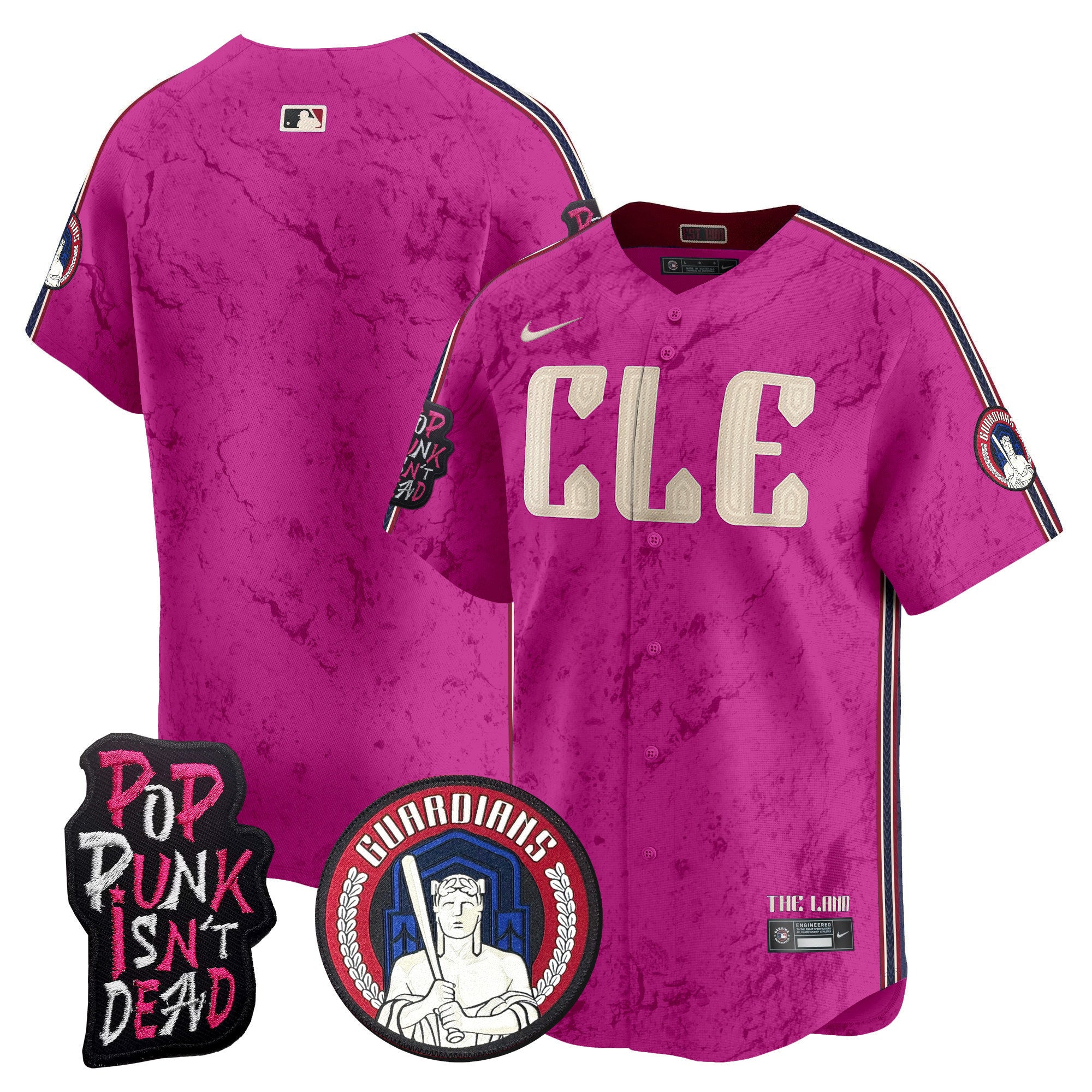 Men's Cleveland Guardians MGK Patch Vapor Premier Limited Jersey - All Stitched - Pink, Team