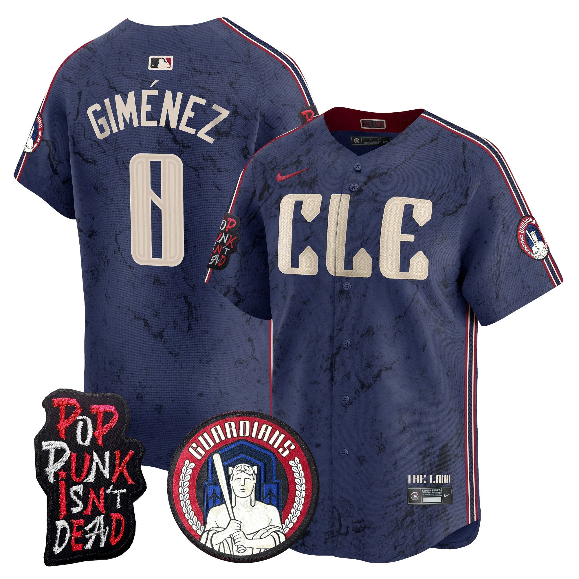 Men's Cleveland Guardians MGK Patch Vapor Premier Limited Jersey - All Stitched - City Connect, Andres Gimenez
