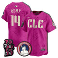 Men's Cleveland Guardians MGK Patch Vapor Premier Limited Jersey - All Stitched - Pink, Larry Doby